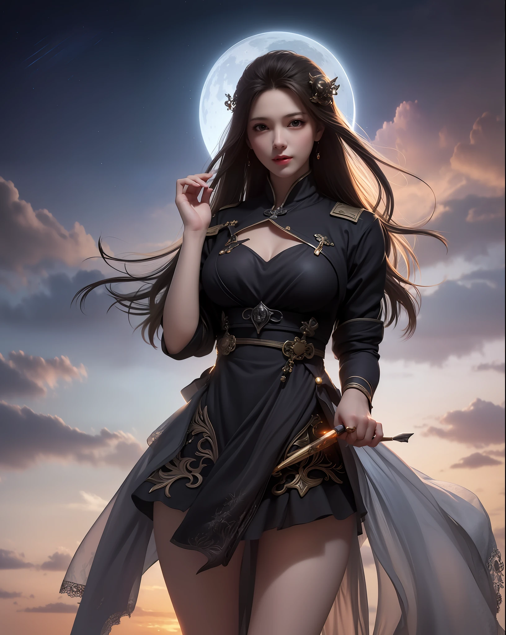 (8k, RAW photo:1.2), best quality, ultra high res,dramatic angle,(fluttered detailed color splashs), (illustration),(((1 girl))),(long hair),(rain:0.9), (头饰:1.4),少女身边有一座古宫,汉服,(重点),彩色水墨画,(泼彩),泼彩,(((colorful))),(素描:0.8) , Masterpiece, best quality, beautiful painted, highly detailed,(denoising:0.6),[splash ink],((ink refraction)), (beautiful detailed sky),moon,highly,detaild,(masterpiece, best quality, extremely detailed） CG unity 8k壁纸，杰作，最好的质量，超详细），（石蒜），