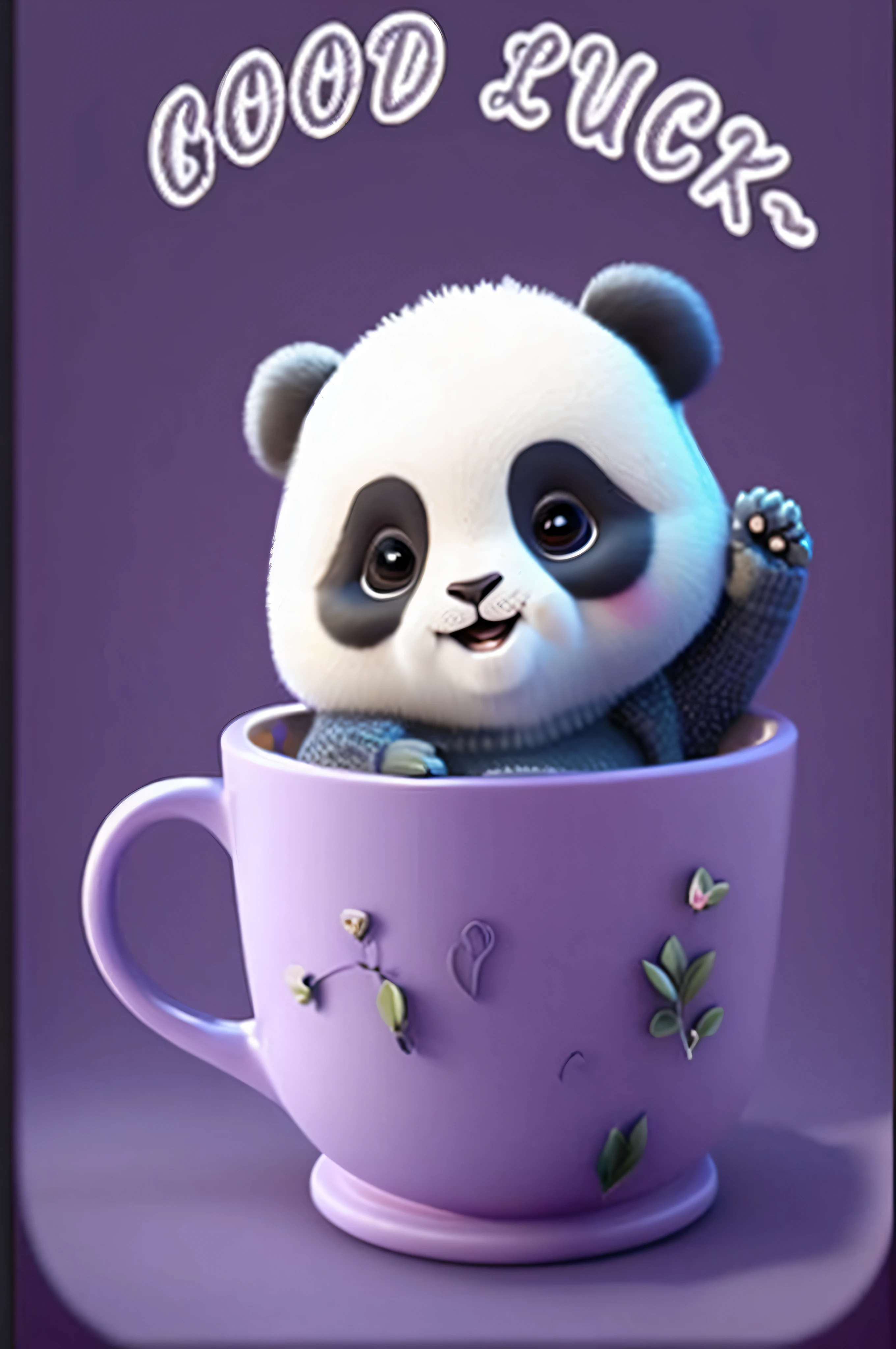 close-up of panda sitting in cup, cute panda, good night, panda, good day, good morning, cute cartoon, cute color cute, cute 3d rendering, cute digital art, cute artwork, profile picture, mobile wallpaper, cute! c4d, panda, official, advertising image, oh, good night, cute cute, beckoning