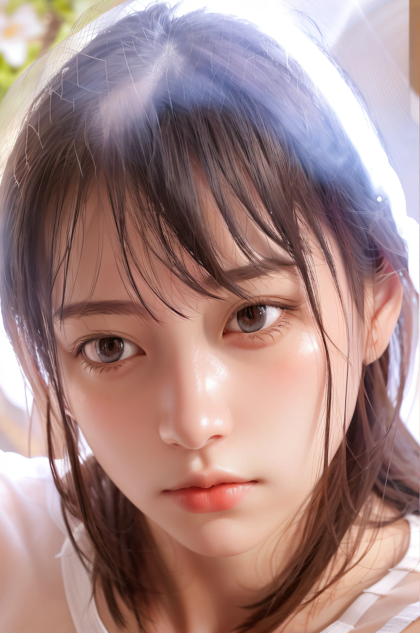 dressed, (photo realistic:1.4), (hyper realistic:1.4), (realistic:1.3),
(smoother lighting:1.05), (increase cinematic lighting quality:0.9), 32K,
1girl,20yo girl, realistic lighting, backlighting, light on face, ray trace, (brightening light:1.2), (Increase quality:1.4),
(best quality real texture skin:1.4), finely detailed eyes, finely detailed face, finely quality eyes,
(tired and sleepy and satisfied:0.0), face closeup, t-shirts,
(Increase body line mood:1.1), (Increase skin texture beauty:1.1)