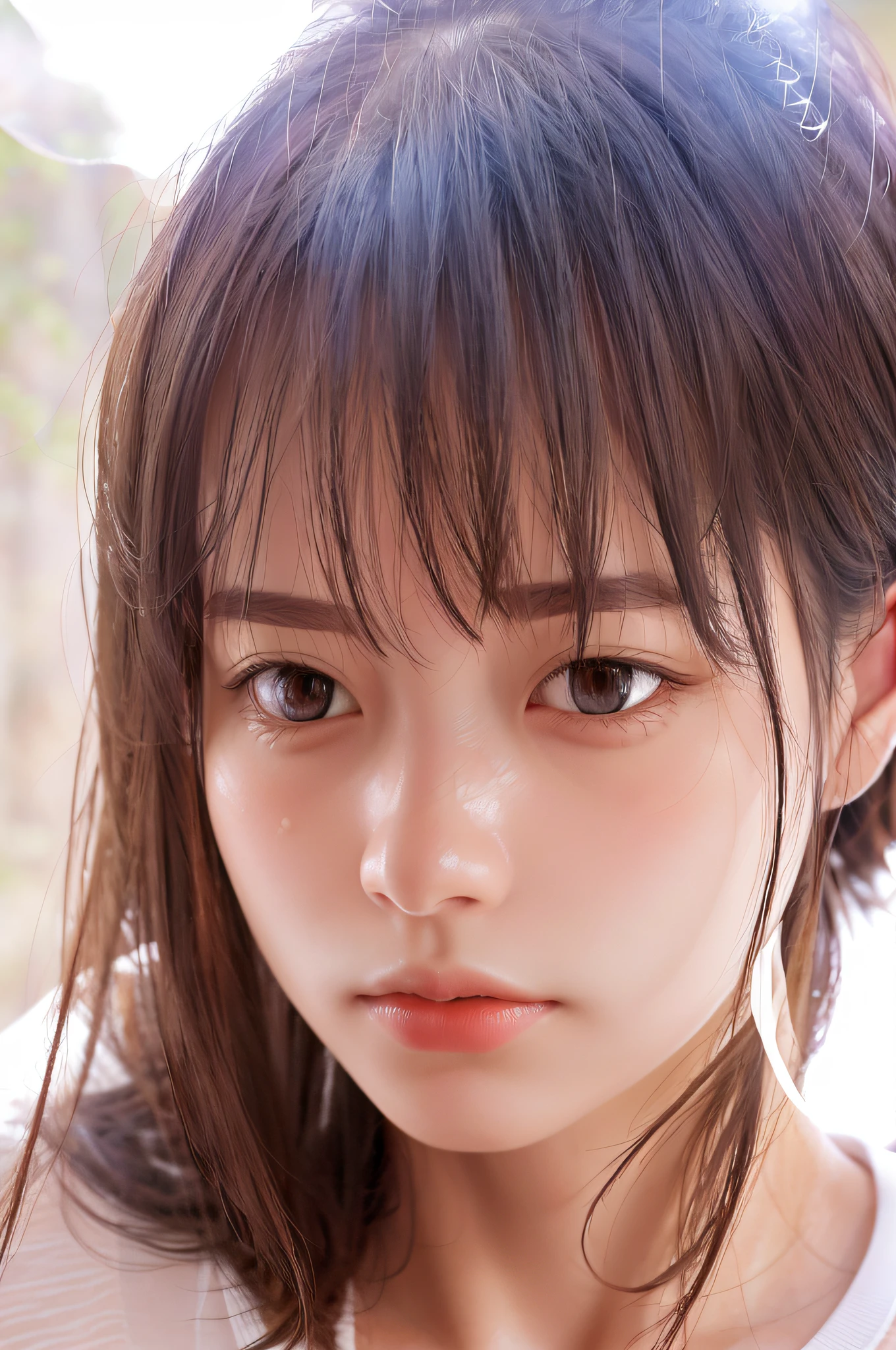 dressed, (photo realistic:1.4), (hyper realistic:1.4), (realistic:1.3),
(smoother lighting:1.05), (increase cinematic lighting quality:0.9), 32K,
1girl,20yo girl, realistic lighting, backlighting, light on face, ray trace, (brightening light:1.2), (Increase quality:1.4),
(best quality real texture skin:1.4), finely detailed eyes, finely detailed face, finely quality eyes,
(tired and sleepy and satisfied:0.0), face closeup, t-shirts,
(Increase body line mood:1.1), (Increase skin texture beauty:1.1)