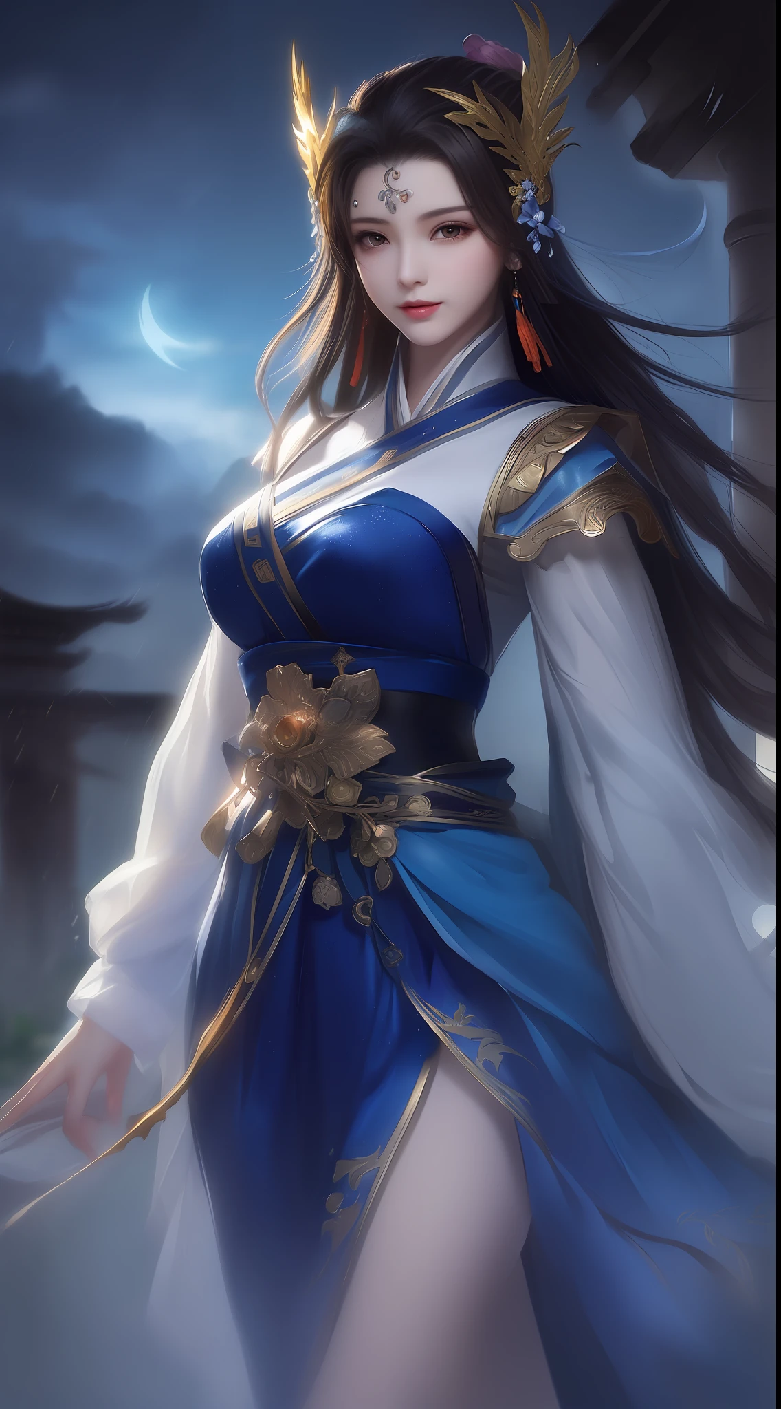 (8k, RAW Photo: 1.2), Best Quality, Ultra High Resolution, Dramatic Angles, (Fluttering Detailed Color Splash), (Illustration), (((1 Girl))), (Long Hair), (Rain: 0.9), (Headgear: 1.4), There is an Ancient Palace Next to the Maiden, Hanfu, (Emphasis), Color Ink Painting, (Splash Color), Splash Color, ((((colorful))), (Sketch: 0.8), Masterpiece, Best Quality, Beautiful Painting, Very Detailed, (denoising: 0.6), (beautiful detailed sky), moon, height, detailed, (masterpiece, best quality, very detailed) CG unified 8k wallpaper, masterpiece, best quality, super detailed), (lycoris)