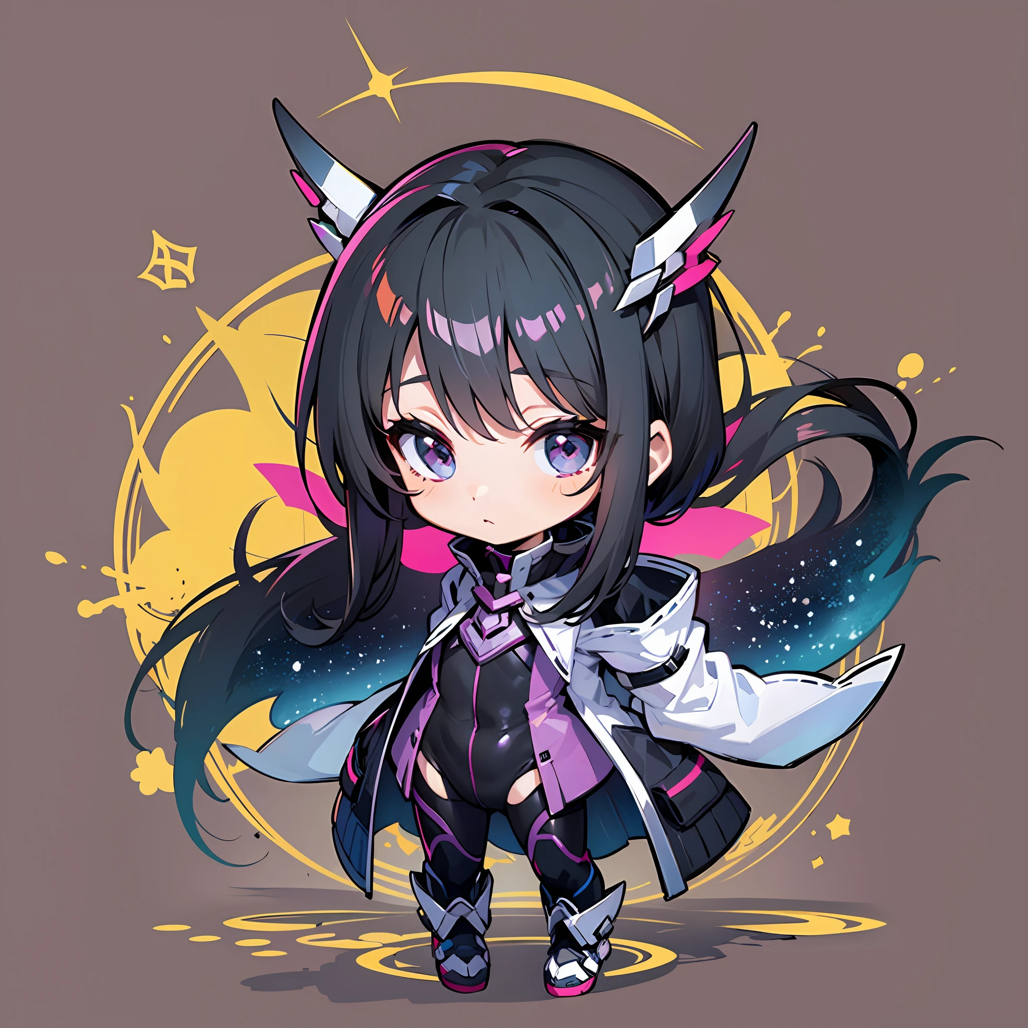 (Stickers: 1.5), Simple Flat Background, Xenoblade, Homura, Hikari, Chibi Chara, Solo, Full Body