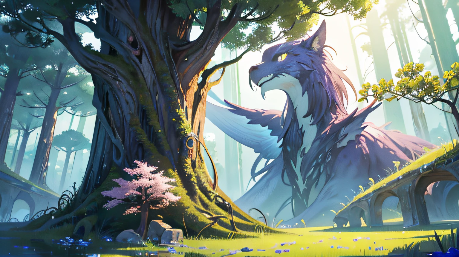 apple, forest ::-1 big bad wolf, wood ::2 unreal engine, cinematic lighting, UHD, super detail