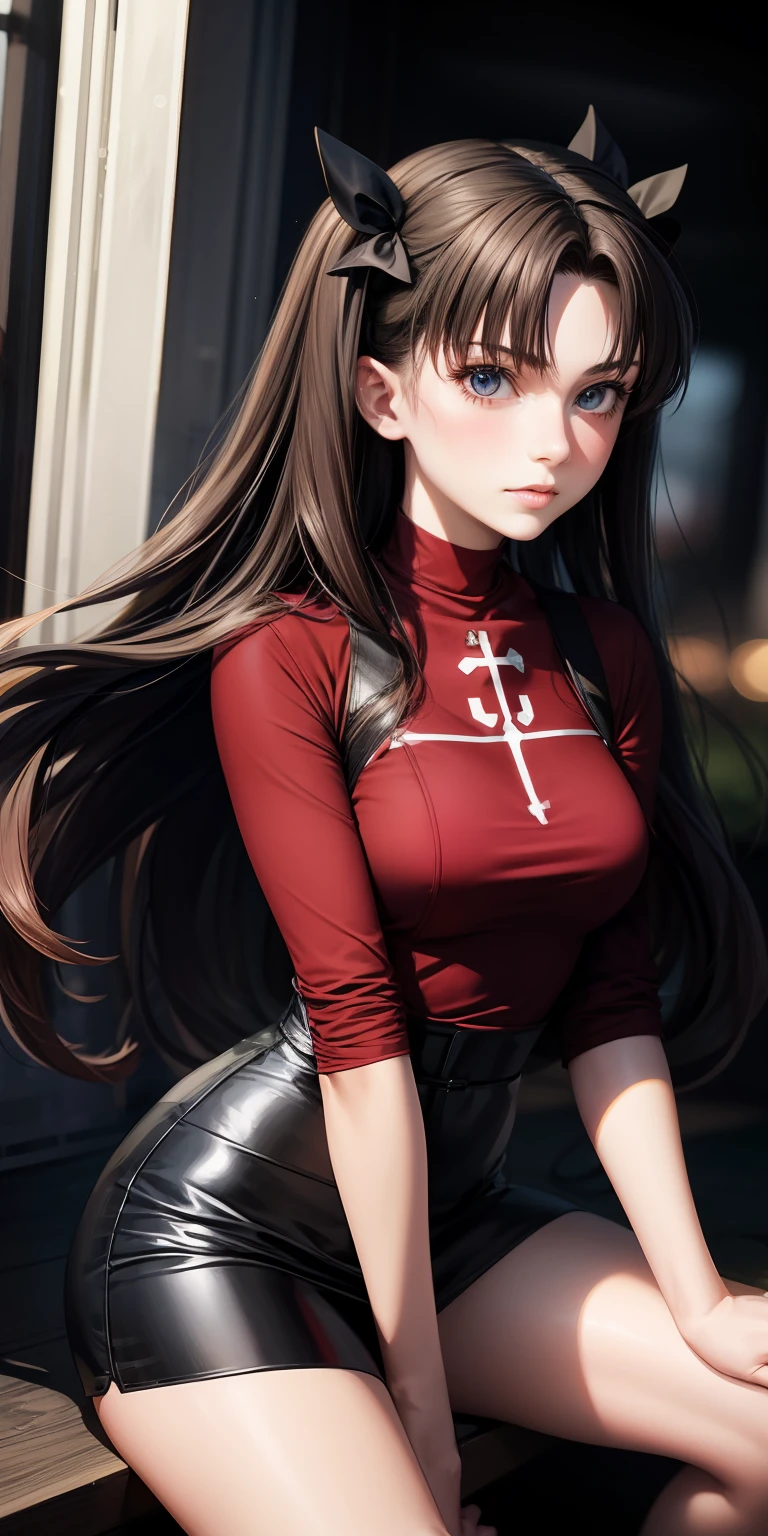 1girl, tohsaka rin, solo, long hair,