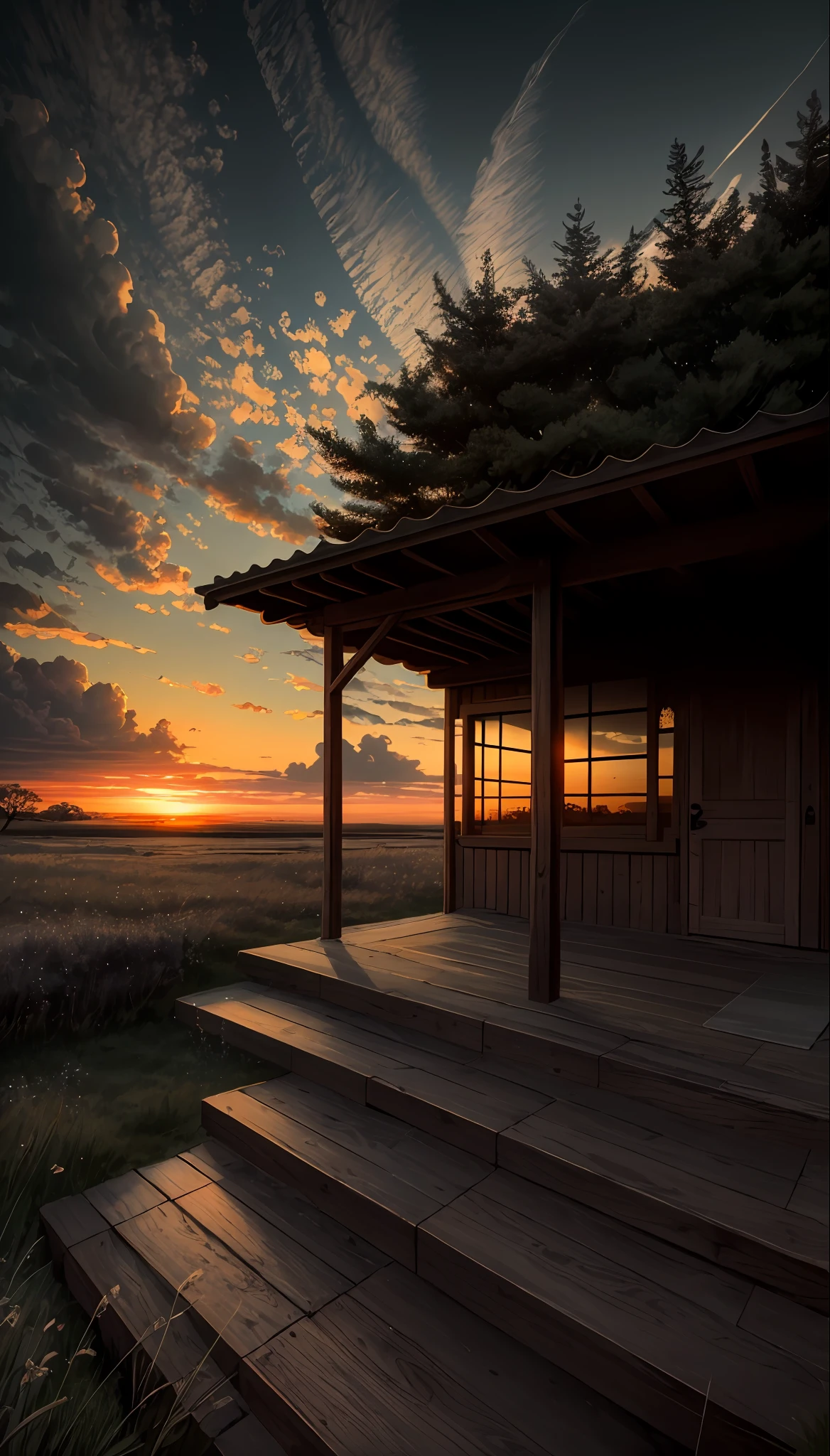 highres, imagination, (realistic), clear skies, composition, sunset, (hdr:1.5), outdoors, intricate details,