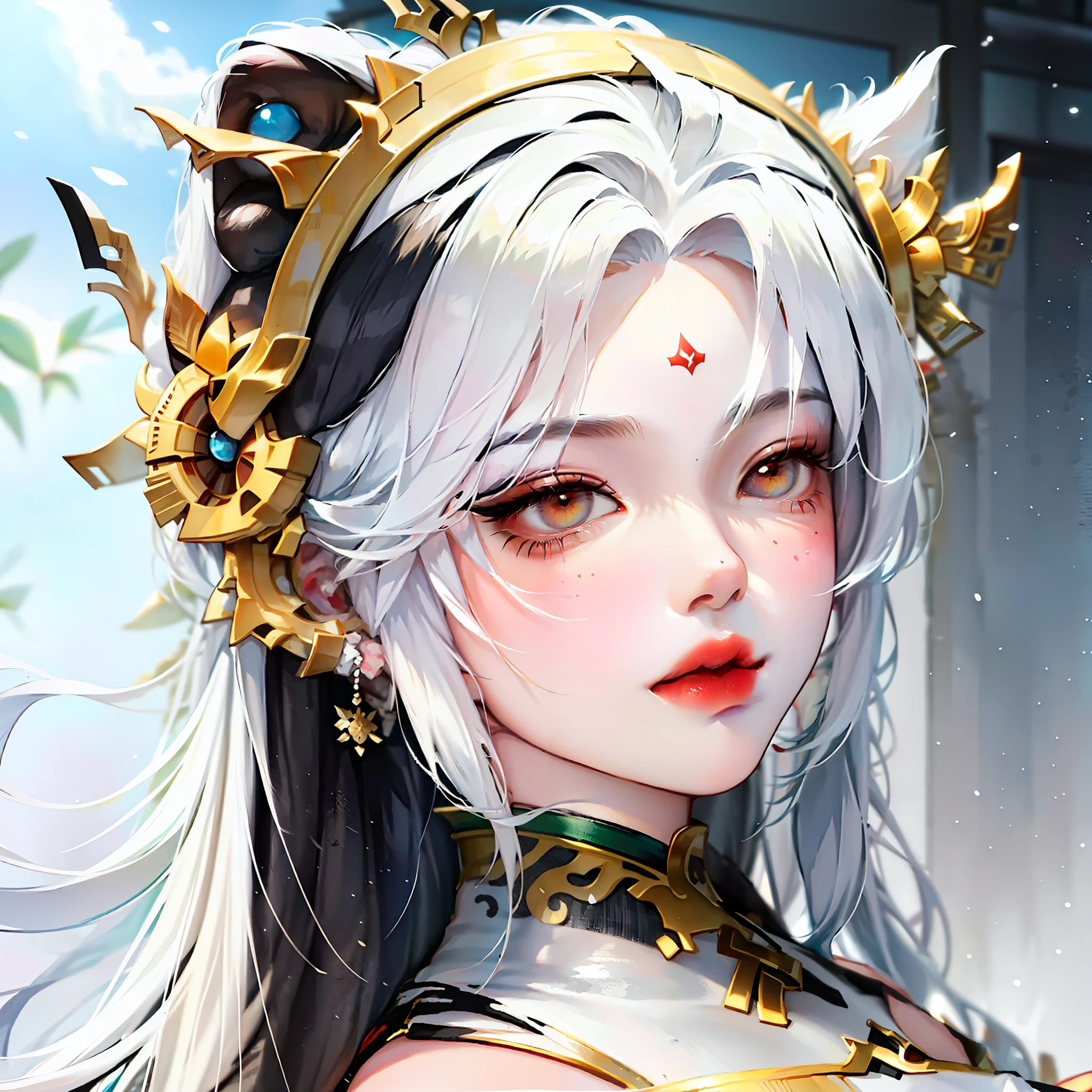 1 girl, solo, Samurai girl, samurai armor, ponytail hair, white hair, two colors eyes, red right eye, yellow left eyes, close mouth, 8k, masterpiece, fullbody