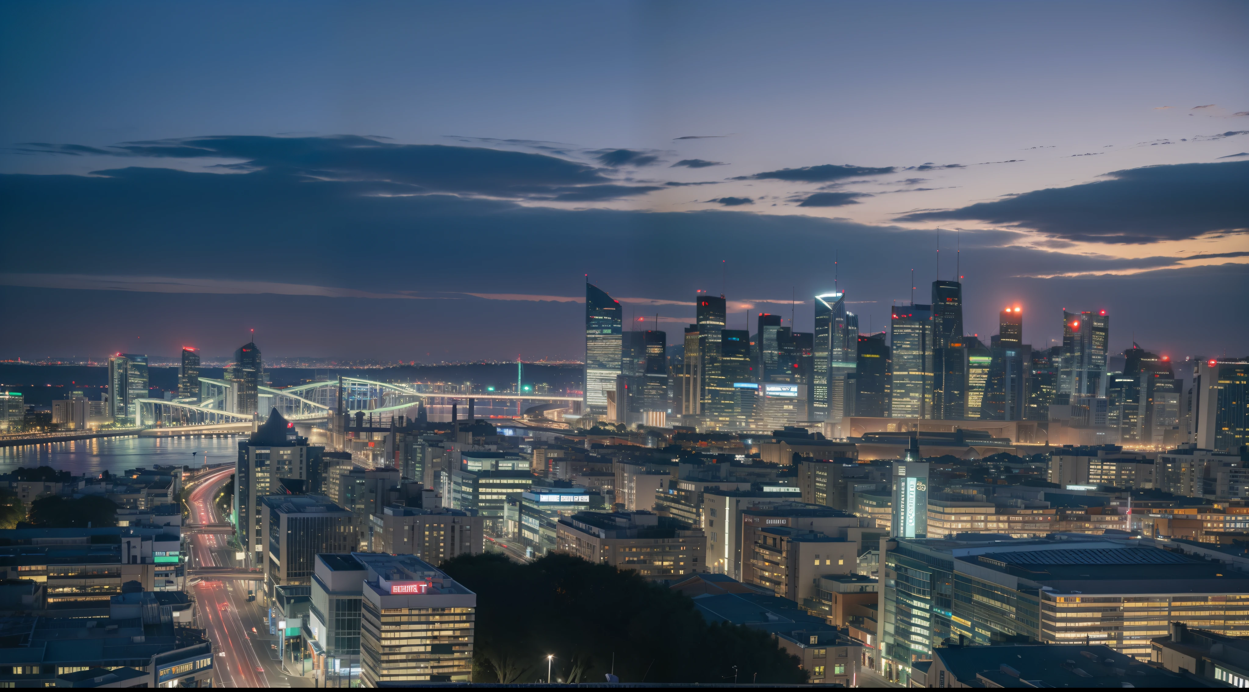 (((Realistic City) + (CBD) + (Dusk) + (Atmosphere)))), UHD, retina, masterpiece, ccurate, anatomically correct, super detail, high details, high quality, best quality, award winning, highres, 8k