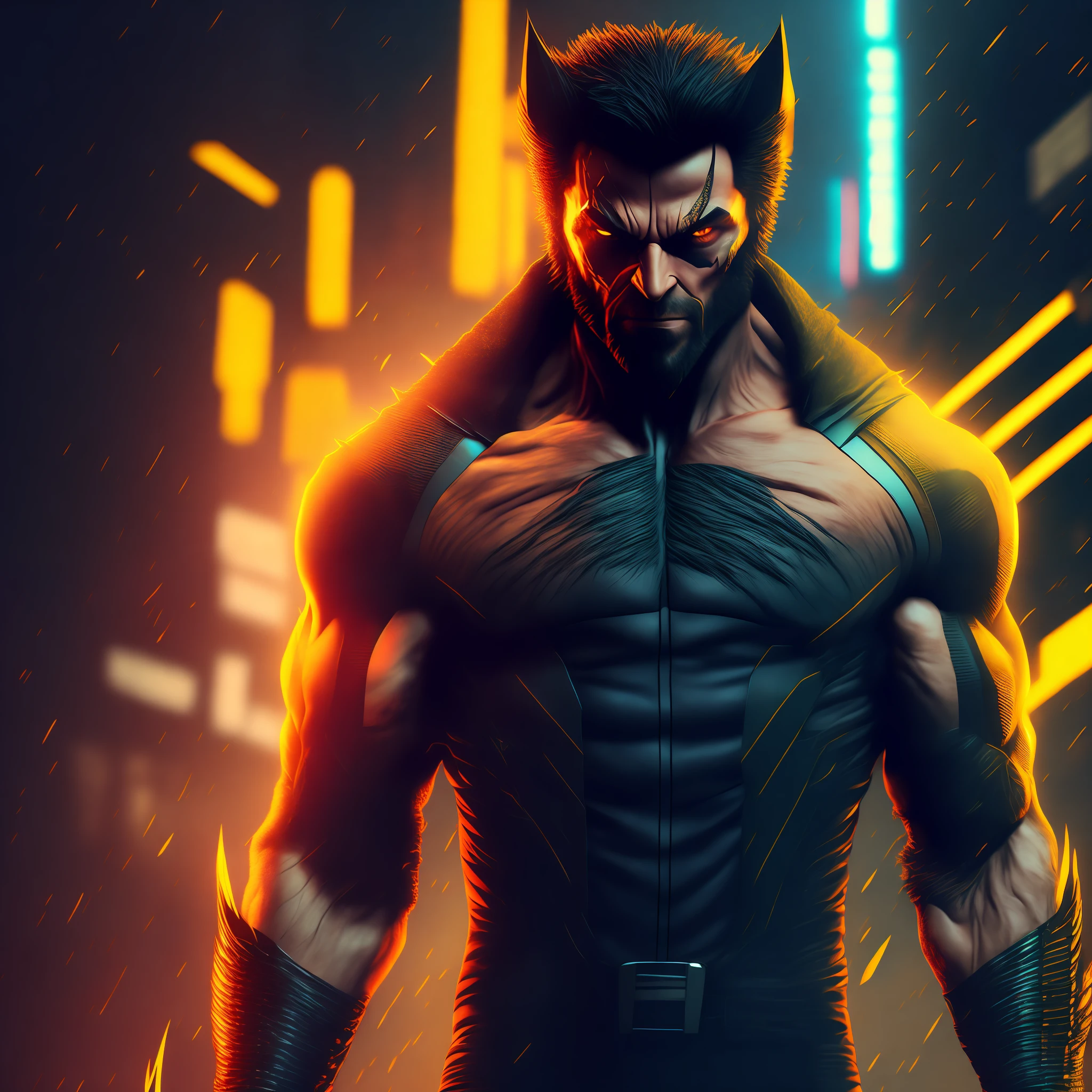 Wolverine (marvel), cyberpunk, 8K.