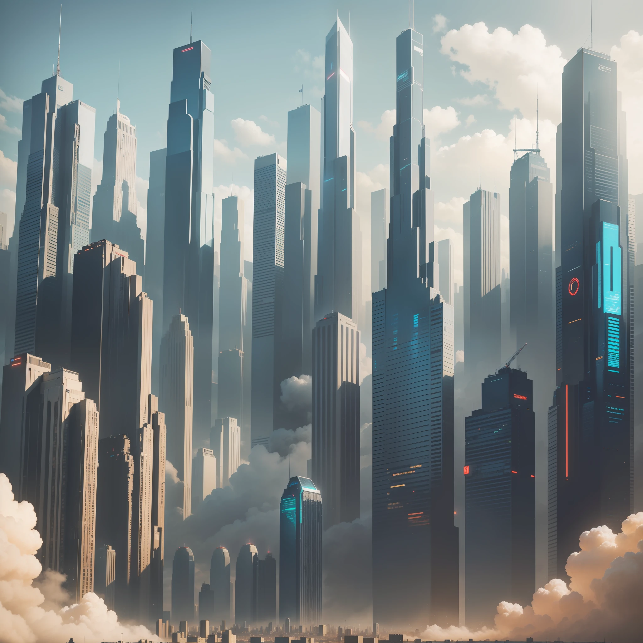 Cyberpunk Futuristic World Sci-Fi Universe Skyscrapers Megalithography Top Quality Ultra High Definition Masterpiece Ultra Real Fantasy