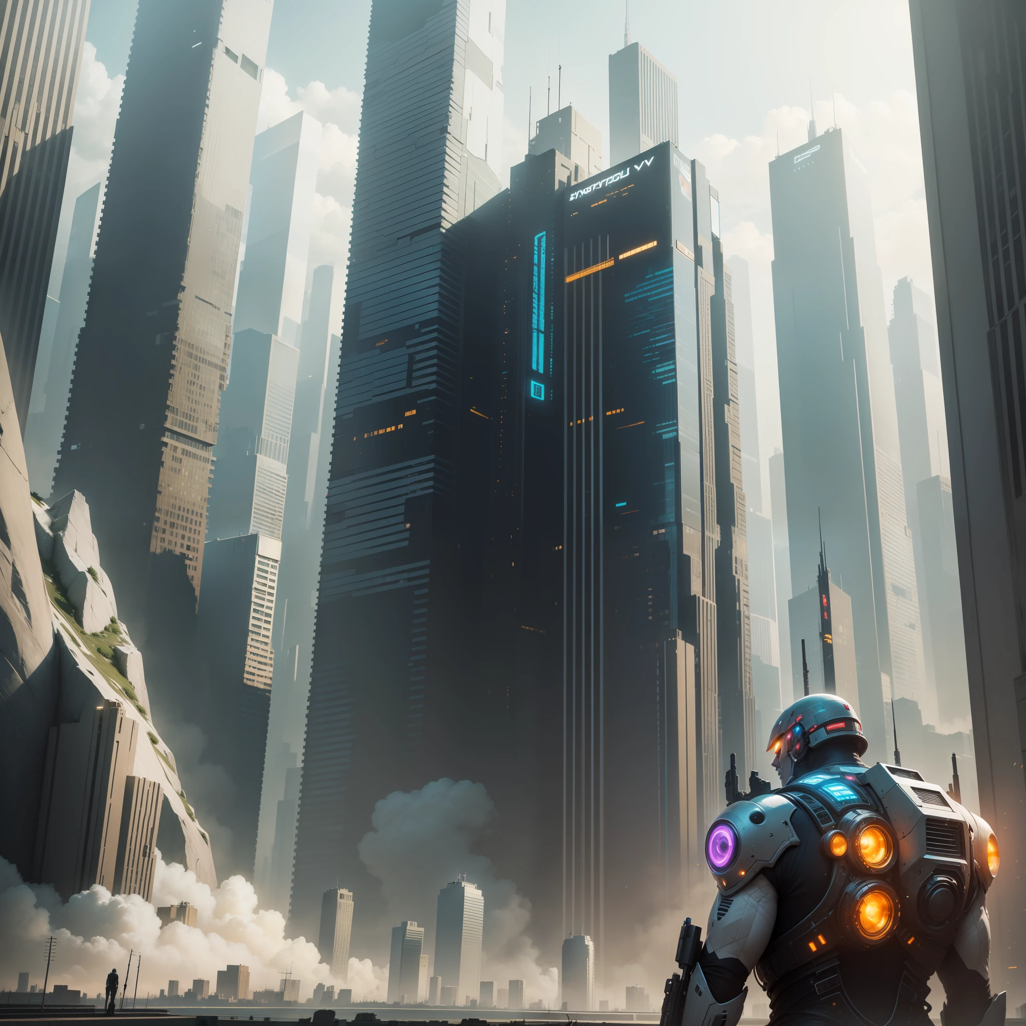 Cyberpunk Futuristic World Sci-Fi Universe Skyscrapers Megalithography Top Quality Ultra High Definition Masterpiece Ultra Real Fantasy