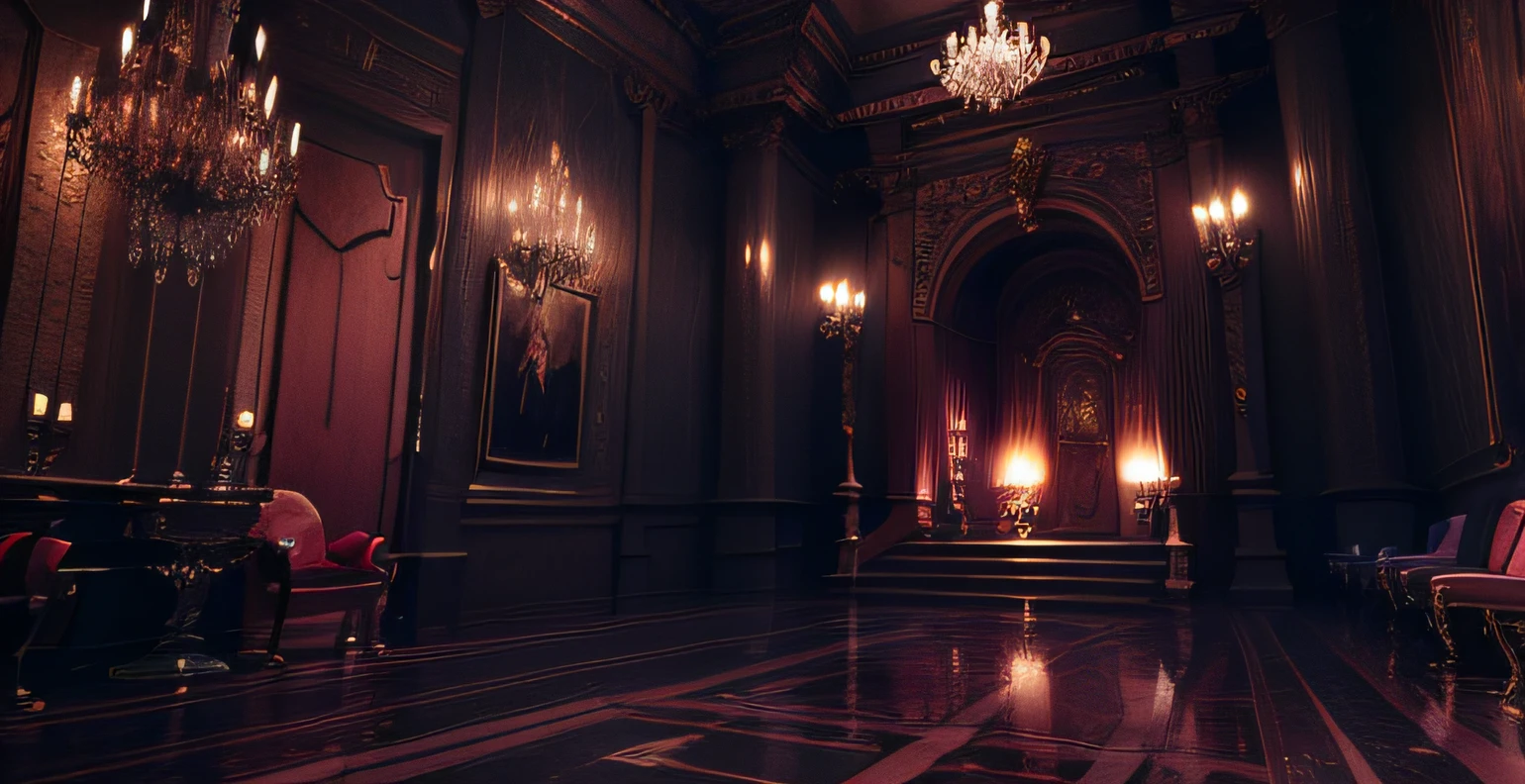 Purple environment, throne room, chandeliers --auto