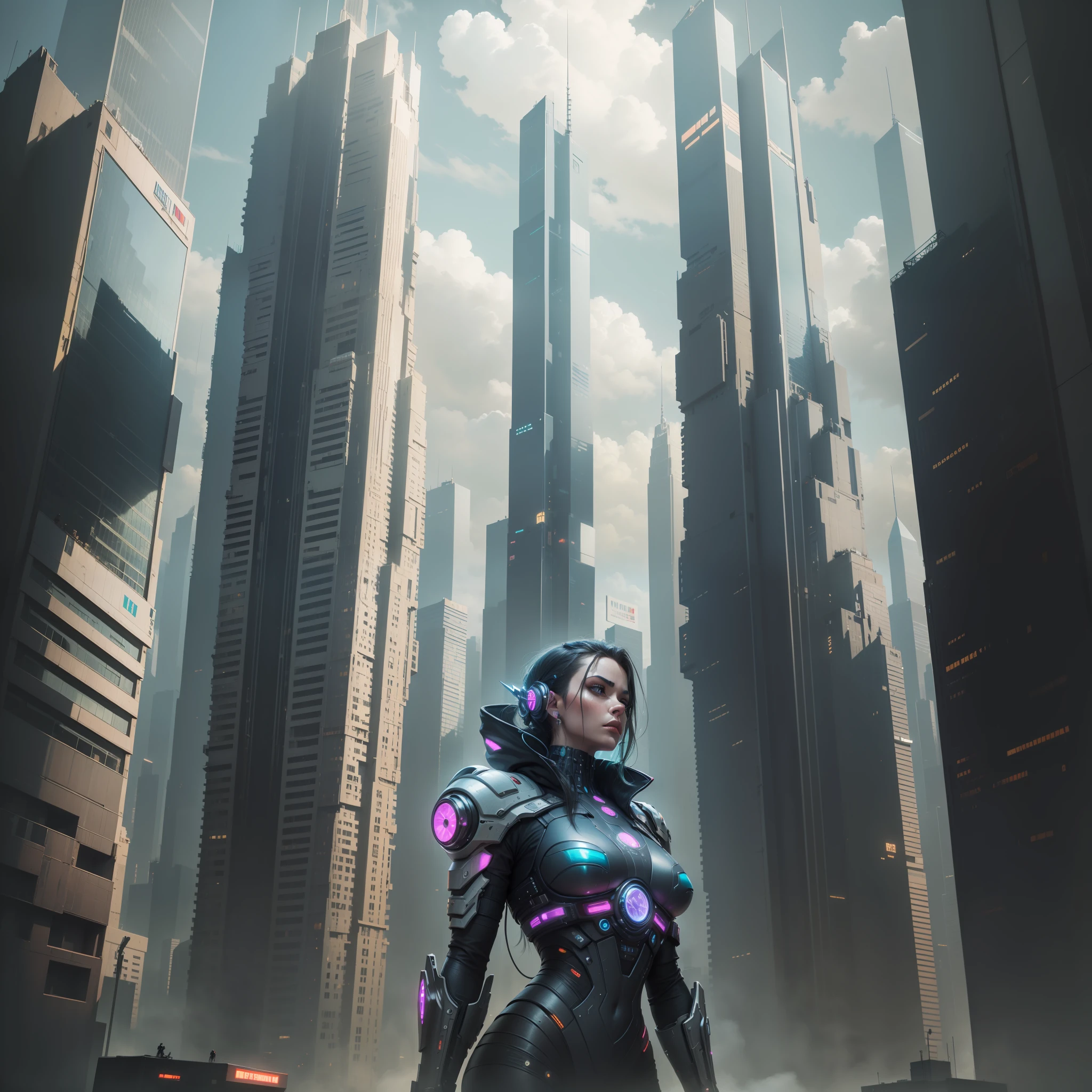 Cyberpunk Futuristic World Sci-Fi Universe Skyscrapers Megalithography Top Quality Ultra High Definition Masterpiece Ultra Real Fantasy