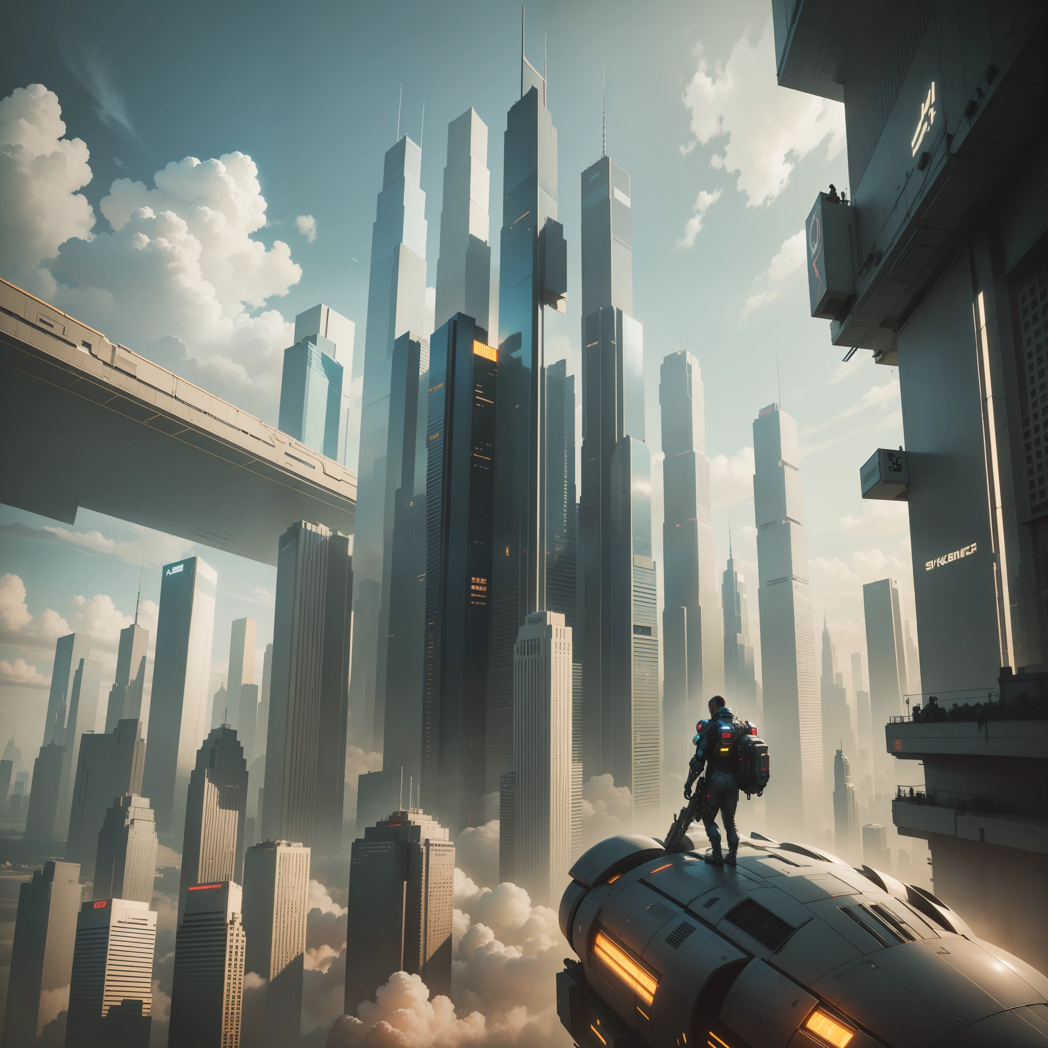 Cyberpunk Futuristic World Sci-Fi Universe Skyscrapers Megalithography Top Quality Ultra High Definition Masterpiece Ultra Real Fantasy