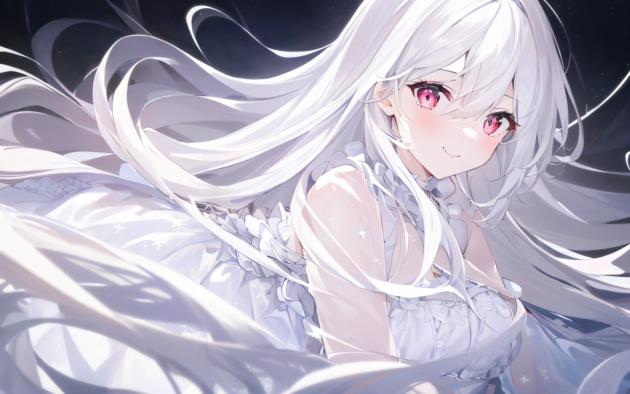 1girl, full body, denim photo, (Rembrandt), illustration, (masterpiece), (best quality), (ultra_detailed), finely detail, (Depth of field), , glove, long hair, star\ (symbol\), looking at viewer, (silver hair:1.2), red eyes, upper body, hair ornament, :p, frills, pink shirt, smile, sleeveless, shirt, idol, symbol-shaped pupils, hands up, brags smile, sleeveless, shirt, idol, symbol-shaped pupil, bangs, side up, star-shaped pupils, arms up, skirt pulling, roaring twenties, isometric, From above, the sky, the flowers, the cliffs,