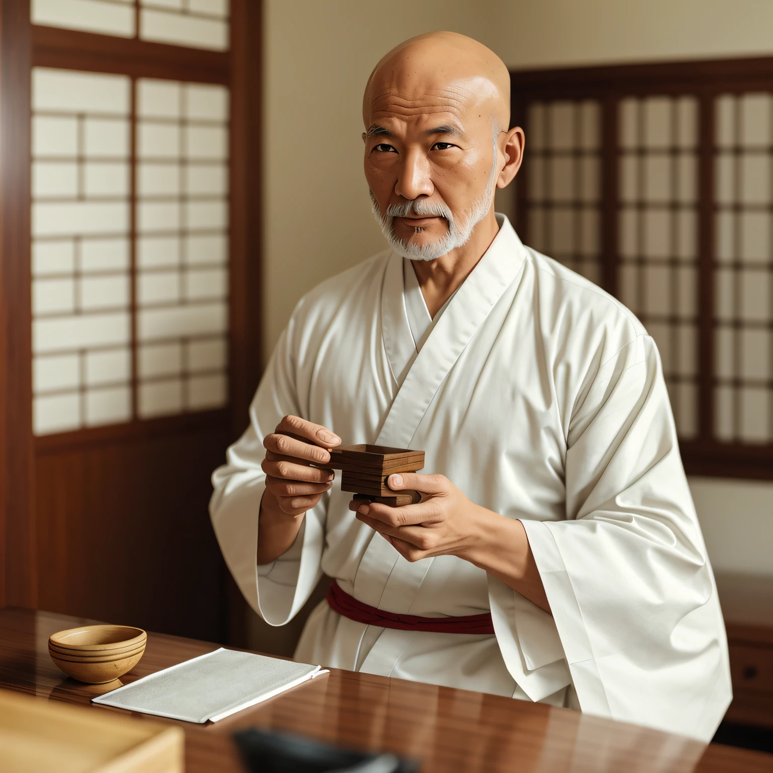 Name: Mr. Michiku
Features: Gentle, wise, calm
Buddhist sect: Zen
Appearance description:
Mr. Michiku is slender and his face is solemn and kind. He has silver-white hair that incorporates the wisdom bestowed by the years. His eyes are bright and deep, revealing inner peace and serenity. He wears a simple Zen robe that represents the transcendence of material things and inner purity.
Gestures and expressions:
Mr. Michiku sat on the Zen platform, his legs crossed, his hands folded on his lap, and his expression solemn and peaceful. His eyes closed slightly, and he seemed to be completely focused on his inner practice without distraction. His body remains straight, showing the harmony and harmony of the inside and outside.
Background and environment:
Mr. Michiku is in a tranquil temple surrounded by green mountains and water. The temple is spacious and bright, with a large hall dedicated to the Buddha with incense candles and scriptures. A futon was placed in front of him, indicating that he spent time meditating every day. The temple is surrounded by a courtyard with green trees and fragrant flowers, providing just the right environment for spiritual practice.
Meaning and symbolism:
The image of Mr. Daokong represents the wisdom and peace of the Buddhist family. The temple environment he is in embodies the spirit of Zen practice and symbolizes harmony and symbiosis with nature. His expressions and gestures express inner tranquility and concentration on meditation. The overall image highlights the spiritual realm and spiritual goals of Buddhism, and stimulates the desire for inner peace and wisdom. --auto