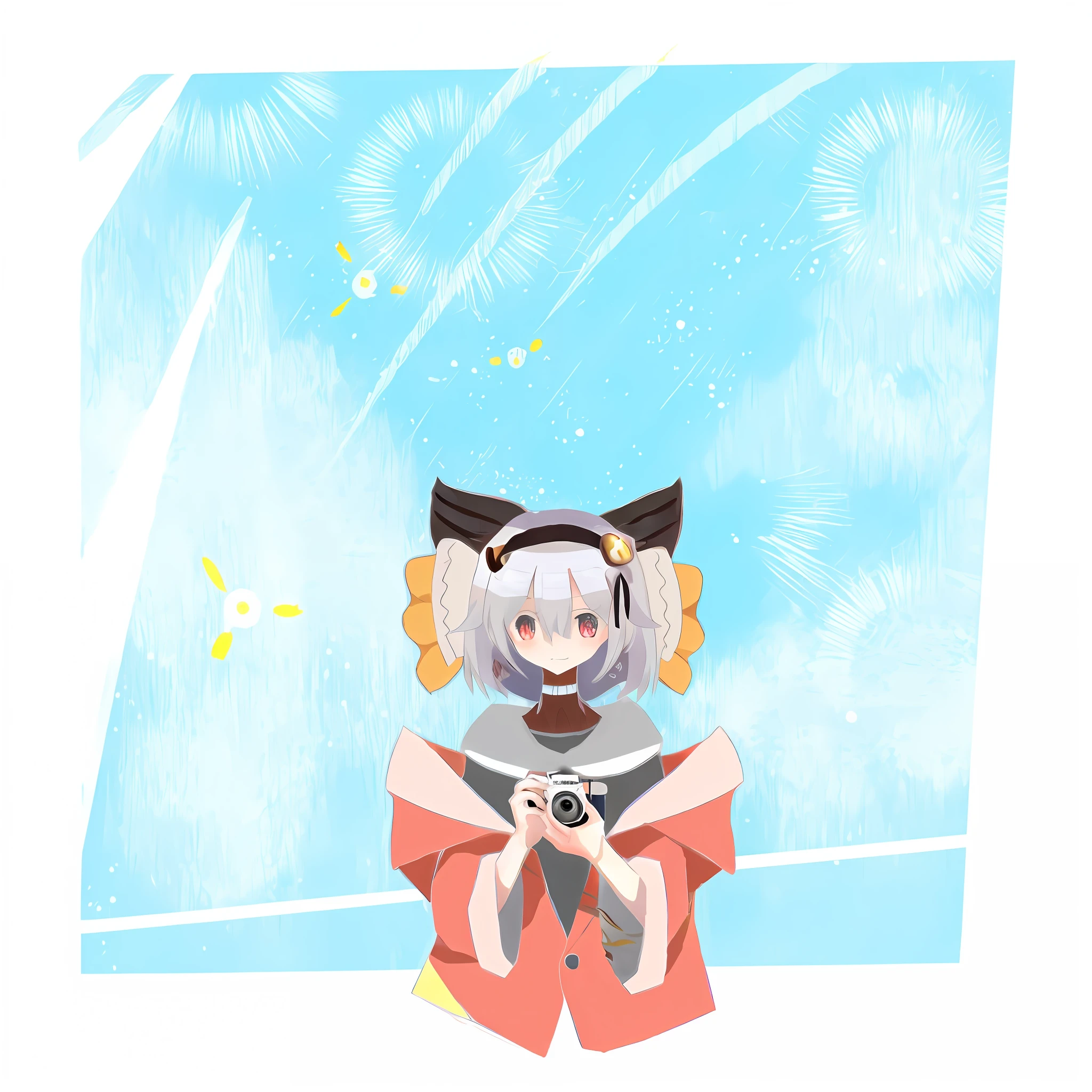 anime girl with a camera and a cat ears sitting on a ledge, loli, small loli girl, anime style mixed with fujifilm, from touhou, touhou character, lofi girl, touhou, kantai collection style, senko-san, cute anime catgirl, anime moe artstyle, pixiv contest winner, anime artstyle, lolish