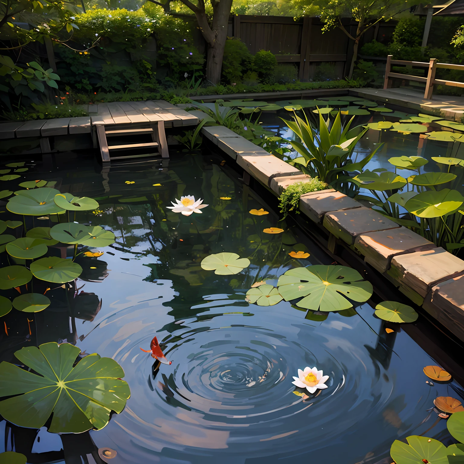 The ager, Pond, lotuses, Koi --auto