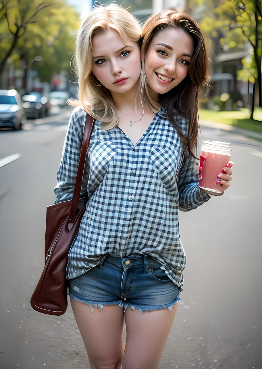 2heads, mom and daughter, (1head:1.5 child), (1head:1.5 young adult) (one torso:1.5), Irish, white girls, age difference, (two heads on one body:1.4), (first head uncomfortable:1.5), (second head unhappy:1.5) conjoined twins, heads side by side, one torso, young, realistic faces, lifelike faces, uncomfortable, barefoot