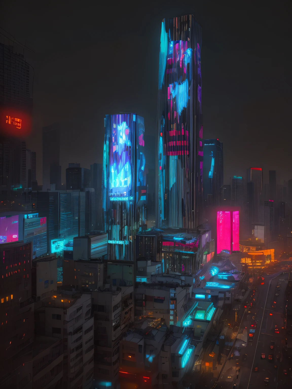 there are two skyscrapers with a heart on them in the city, projection mapping, overlaid with chinese adverts, giant red led screens, giant led screens, shenzhen, beijing, sha xi, lu ji, inspired by Cheng Jiasui, large commercial led screens, inspired by Zhang Xiaogang, neon city in the background, large led screens