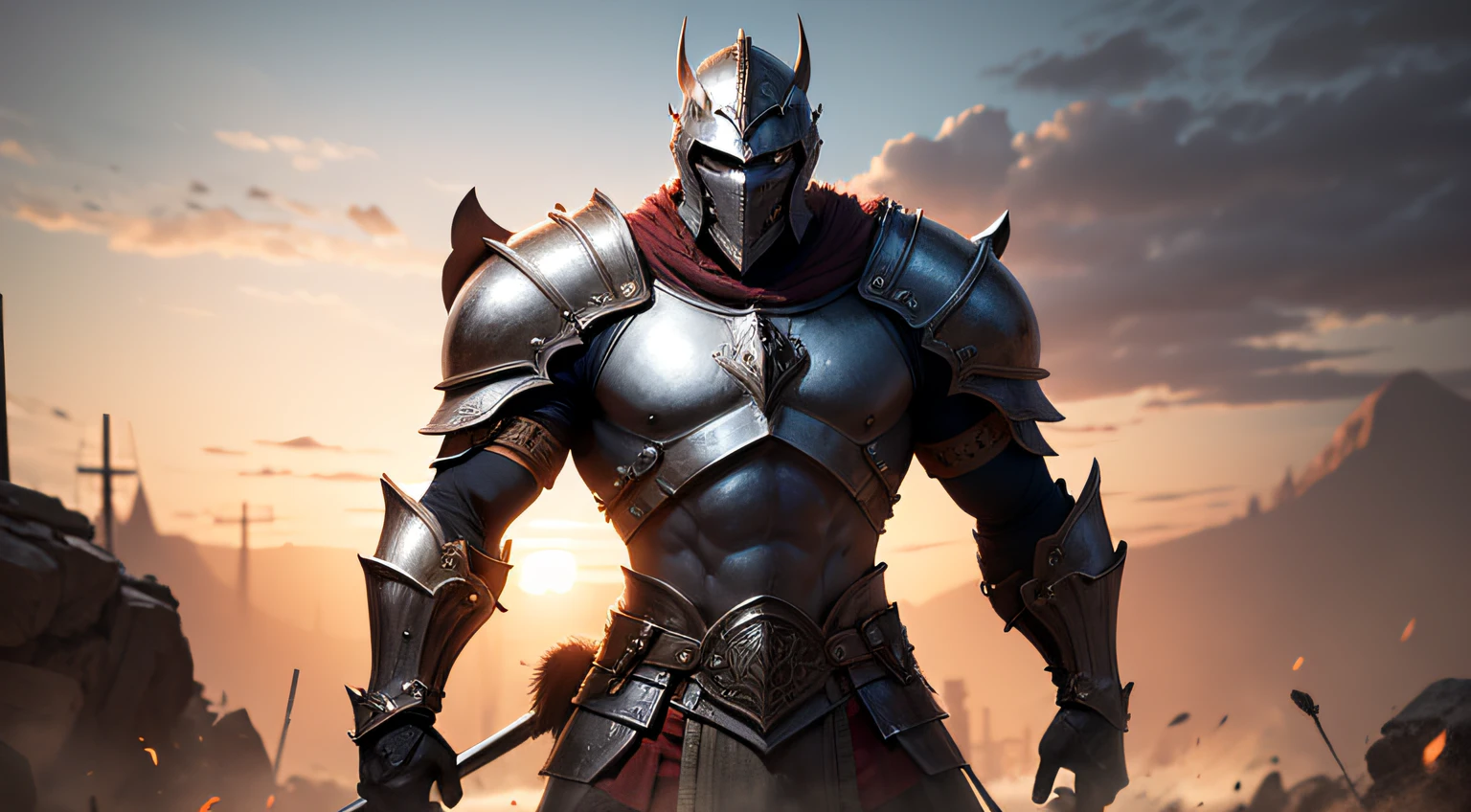 medieval warrior spartan man with armor --auto