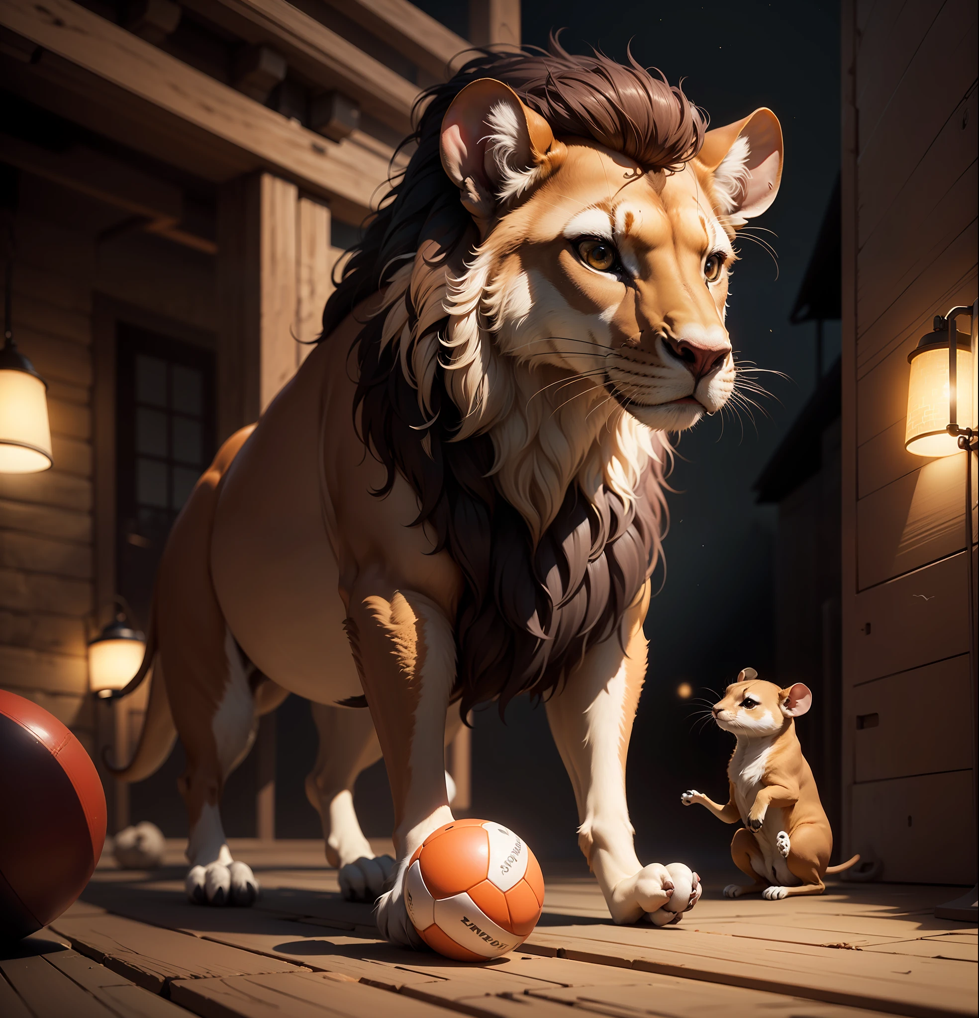 Mouse, ball, ox, lion, camel, meerkat, worm ,8k, high definition, hyper-realistic, + cinematic shot + dynamic composition, incredibly detailed, sharpness, detail details + night with light + perfectionism + award-winning realism ((ambient lighting))