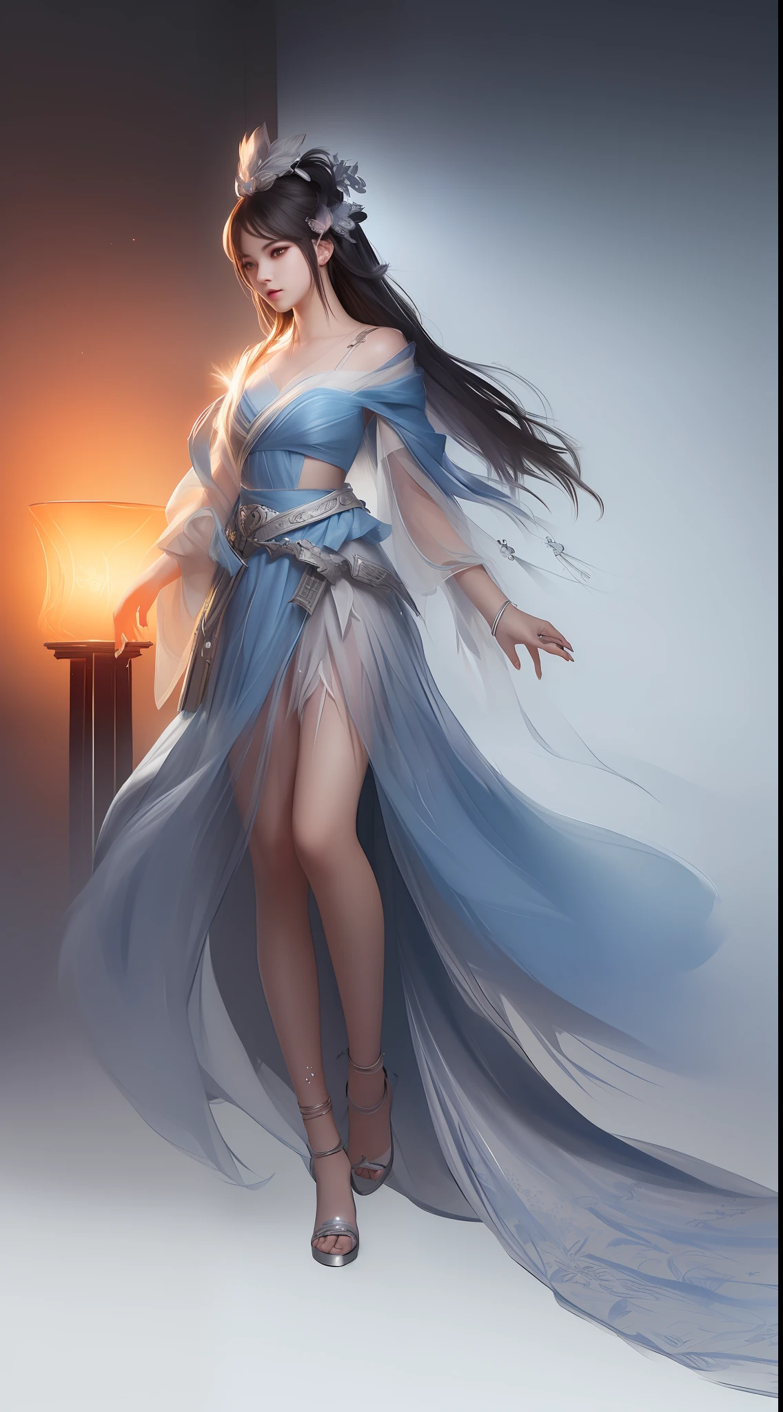 (8k, RAW Photos: 1.2), Best Quality, Illustration, Beautiful Painting, 1 Woman, Beautiful Face, Delicate Skin, Gorgeous Bun, Hair Accessories, Hanfu, Full Body, High Detail, Accent, Color Ink Painting, Splash Color, (((colorful)), lycoris, Sketch, Denoising, Splashing ink, Dramatic, Cinematic, White background, Super High Resolution, Best Shadow, RAW, (HDR) (wallpaper) (Cinematic lighting) (sharp focus), Masterpiece, (Very detailed CG unified 8k wallpaper)