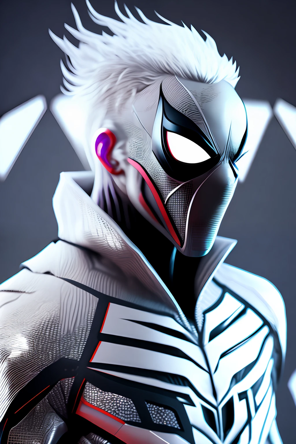 Villain Spider-Man, Cyberpunk, silver with white 8k.