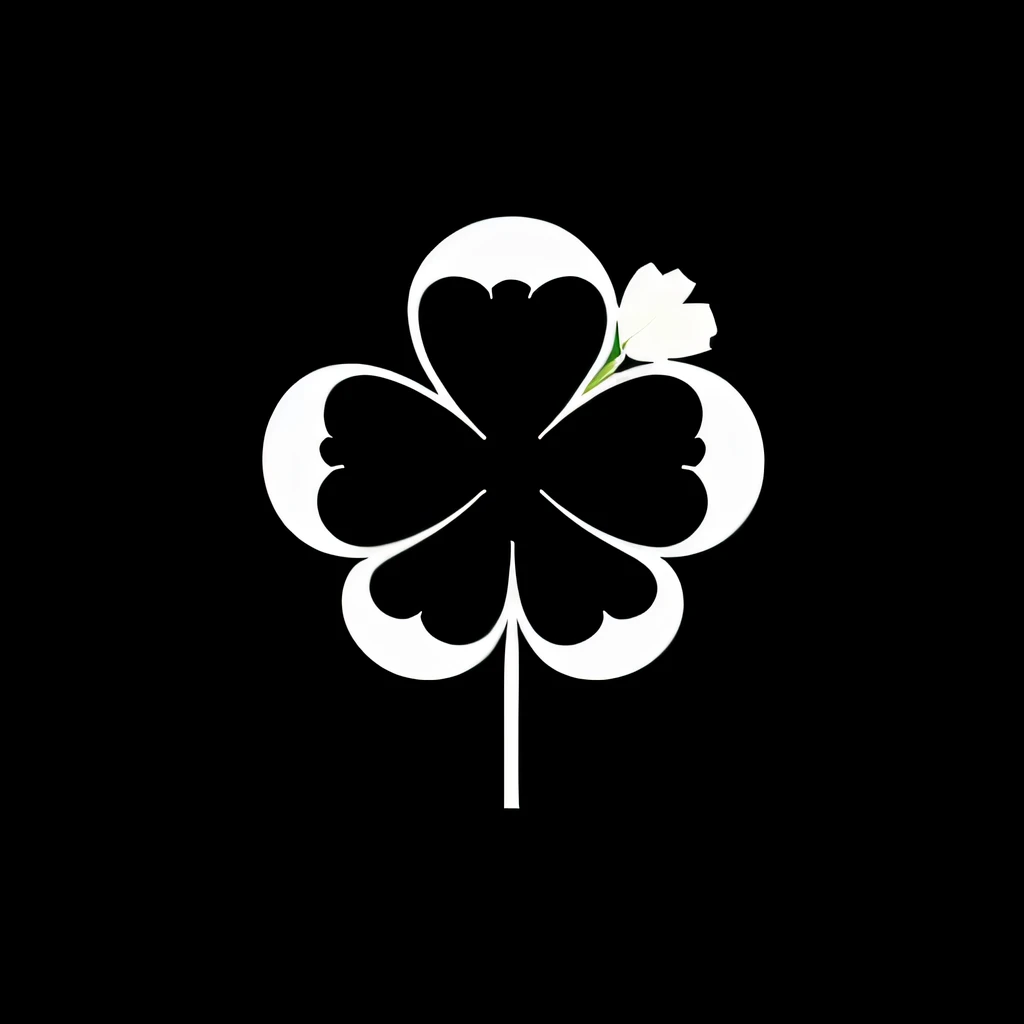 (A minimalist clover logo) in black and white, extremely simple, simple and abstract. ((CLOVER)) ((((CLOVER)))