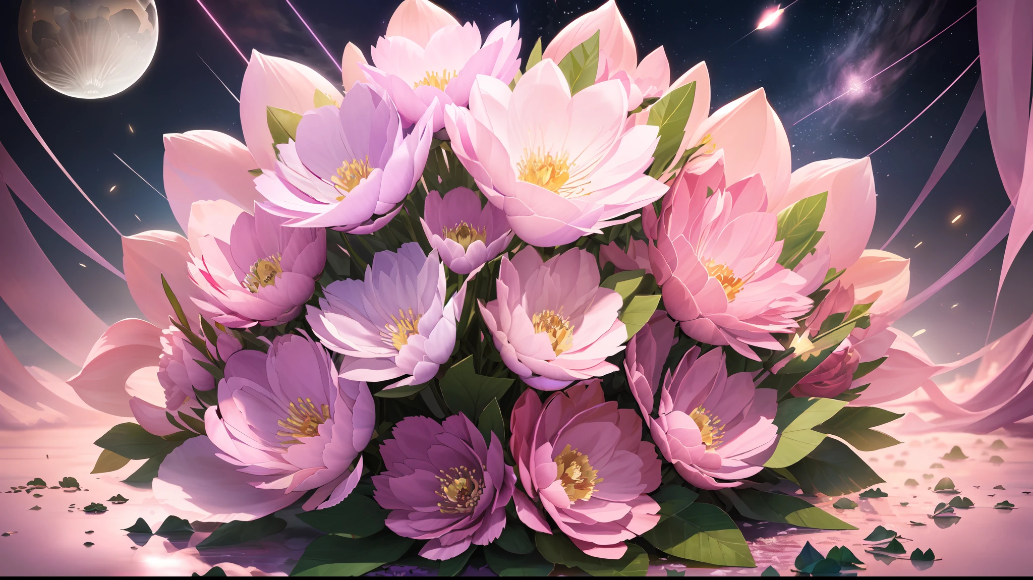 macro, a glorious (darkness-infused black peony:1.3), frozen, (sparks and lights in the air), intricate gilded details, beautiful, stunning, sublime, volumetric light, vibrant twilight colors, frost texture, delicate details, sharp and crisp image, dynamic composition, perfectly framed, highest quality, breathtaking, realistic, good shadows