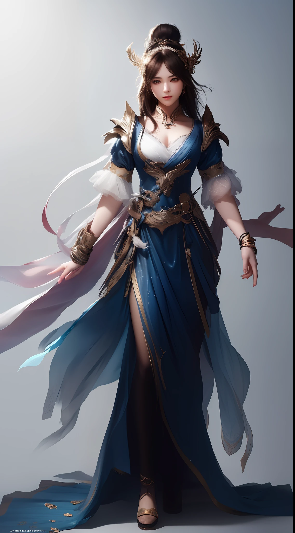 (8k, RAW Photos: 1.2), Best Quality, Illustration, Beautiful Painting, 1 Woman, Beautiful Face, Delicate Skin, Gorgeous Bun, Hair Accessories, Hanfu, Full Body, High Detail, Accent, Color Ink Painting, Splash Color, (((colorful)), lycoris, Sketch, Denoising, Splashing ink, Dramatic, Cinematic, White background, Super High Resolution, Best Shadow, RAW, (HDR) (wallpaper) (Cinematic lighting) (sharp focus), Masterpiece, (Very detailed CG unified 8k wallpaper)