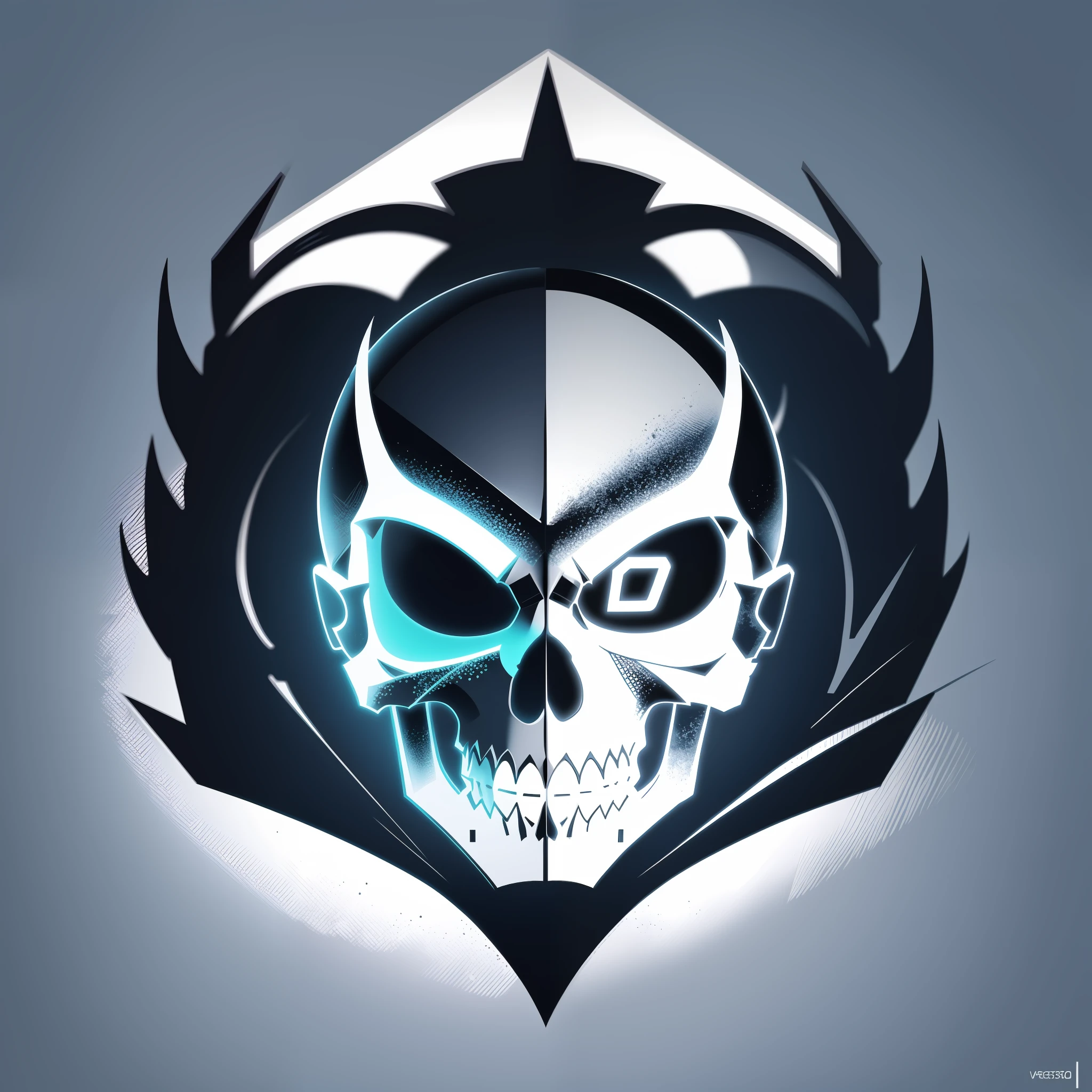Logo, vector, logo design, vector, simple, flat, icon, minimalism, white background, A skull with Neon Colors in the Minimalist style