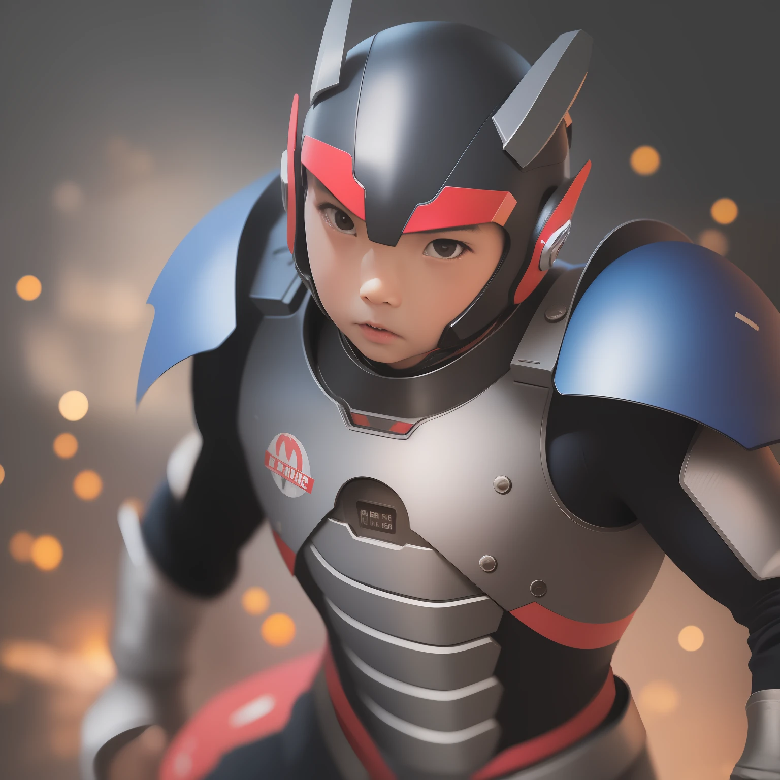 1BOY, BRAVE, 6 YEARS OLD, WEARING AN ULTRAMAN SUIT, FIGHTING AGAINST GODZILLA MONSTERS, PHOTO, REALISTIC, BEST QUALITY, DETAILED FACE, DETAILED BACKGROUND, DIFFUSE LIGHTING, DEPTH OF FIELD, BACKGROUND BOKEH