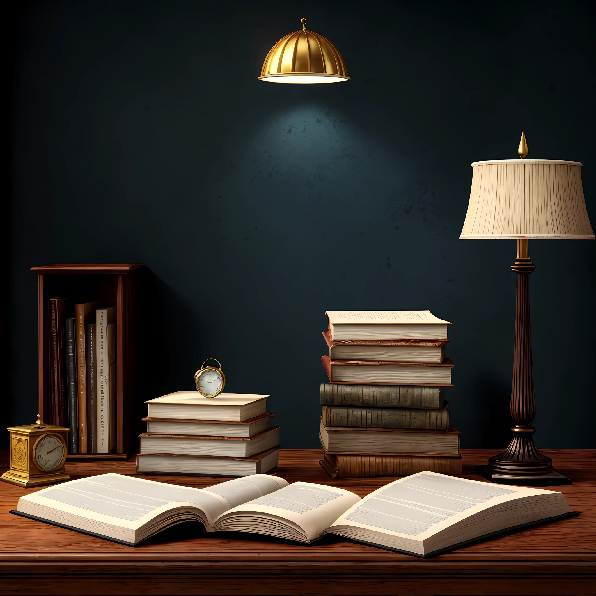 Scenery with a half green and yellow wall background, with a mini library, varnished wooden desk table and black office chair, on top of the table place a justice hammer, a double weight scale, and a Holy Bible, and some document papers in a pile in the corner, Realistic scene, 16k, with light and shadow, illuminated environment, (hyper-realistic), (high quality), (ultra detailed).