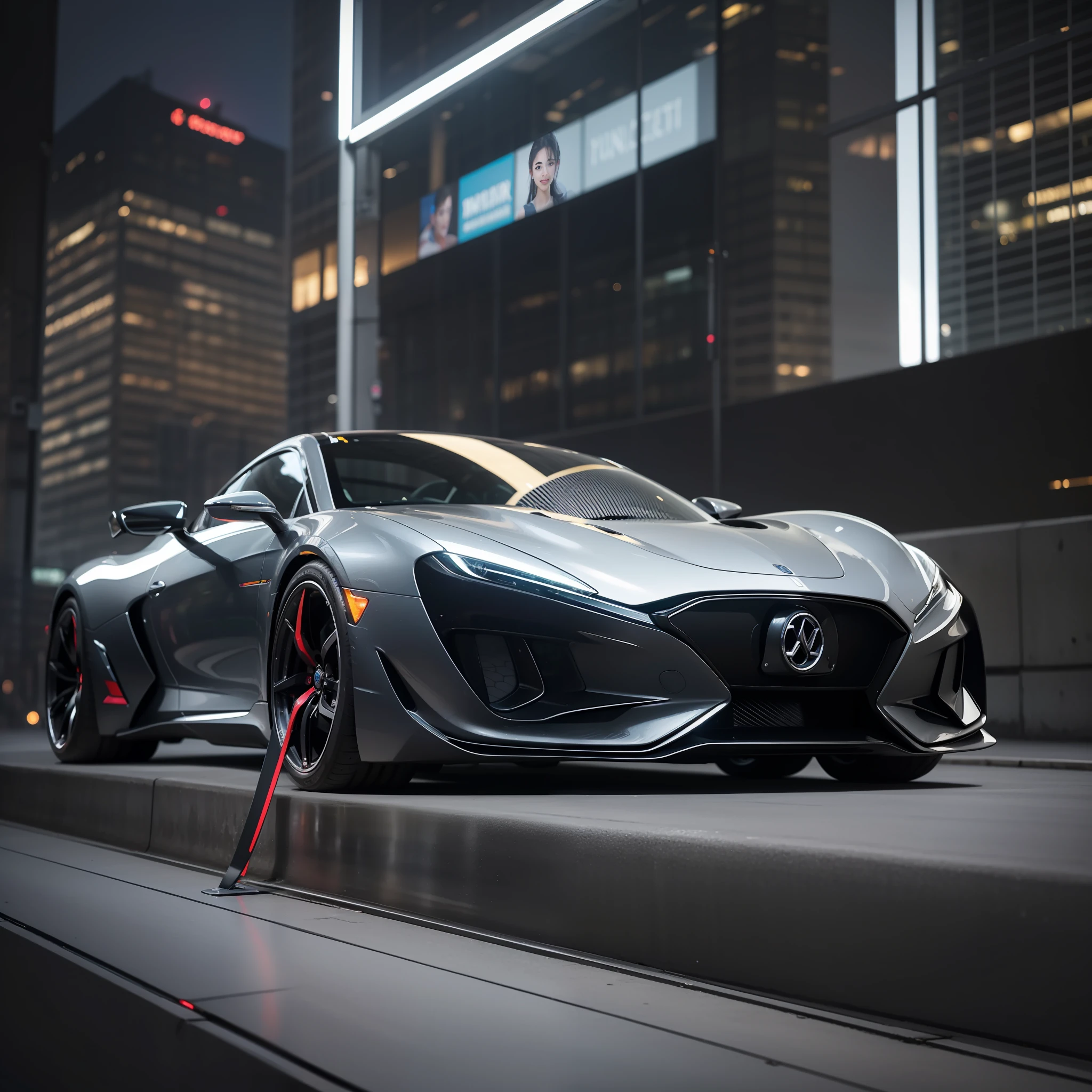 In the heart of a bustling metropolis, amidst soaring towers adorned with gleaming glass panels, stands a sleek and charismatic car, a mesmerizing blend of elegance and power. Its metallic exterior shimmers like liquid mercury, reflecting the vibrant city lights that dance upon its flawless surface. Sculpted to perfection, the car’s curvaceous silhouette seamlessly fuses form and function, hinting at its unrivaled performance.
With glistening LED headlights resembling piercing eyes and a charismatic grille resembling an open-mouthed smile, the car exudes an undeniable aura of intelligent confidence. Its aerodynamic body design effortlessly slices through the air, creating a whisper-quiet symphony of motion as it glides along the streets.
The car’s doors, capable of magically disappearing into the sleek side panels with a mere touch, reveal an opulent and futuristic interior. Plush leather seats, flawlessly stitched and exuding a seductive charm, invite passengers to indulge in luxury. An interactive holographic display encompasses the dashboard, projecting a vivid array of information and controls seemingly suspended in mid-air. The scent of new leather and the soft hum of cutting-edge technology create an atmosphere of unmatched sophistication.
As the driver takes command, their hands rest upon a steering wheel that appears to have been crafted by a master artisan. Its smooth, polished surface melds seamlessly with the driver’s touch, intuitively responding to their slightest motions. Embellished with a seamlessly integrated interface, the wheel allows for effortless control over every aspect of the vehicle’s performance.