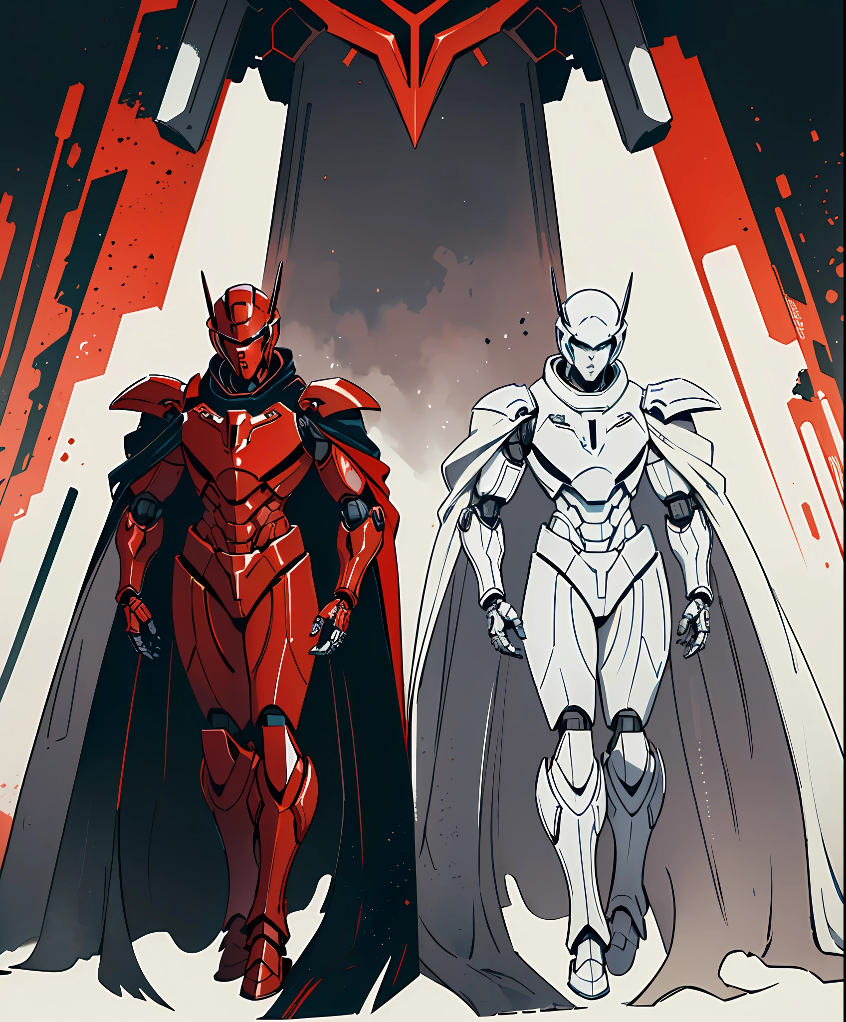 (inked original-art:1.2),(lineart:1.31),(depth),dramatic,cinematic-composition,(hyperdefined),(thin-lines),(fine-details:1.3),RAW-format,perfect-anatomy,(limited-palette),
((((Mech)))), (((wearing a red armor))), wearing-black cape, ((conservative-clothes))