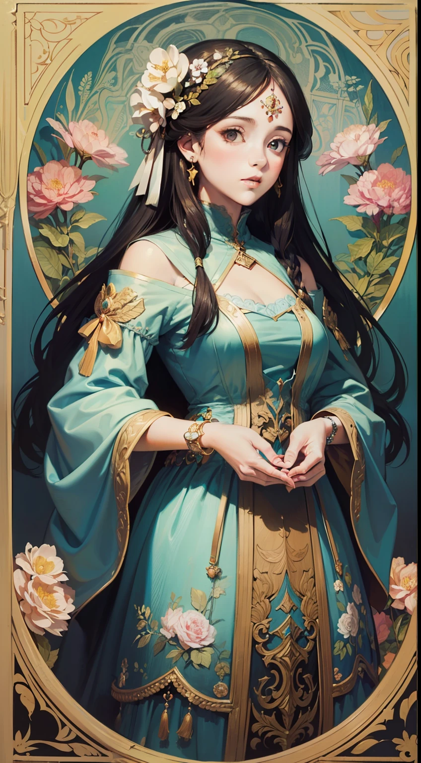 (((masterpiece, best quality, illustration, extremely detailed, 8k, 4k, 2k))),
menera style,by Ernst Haeckel,exquisite illustration of a girl wearing flowers,
