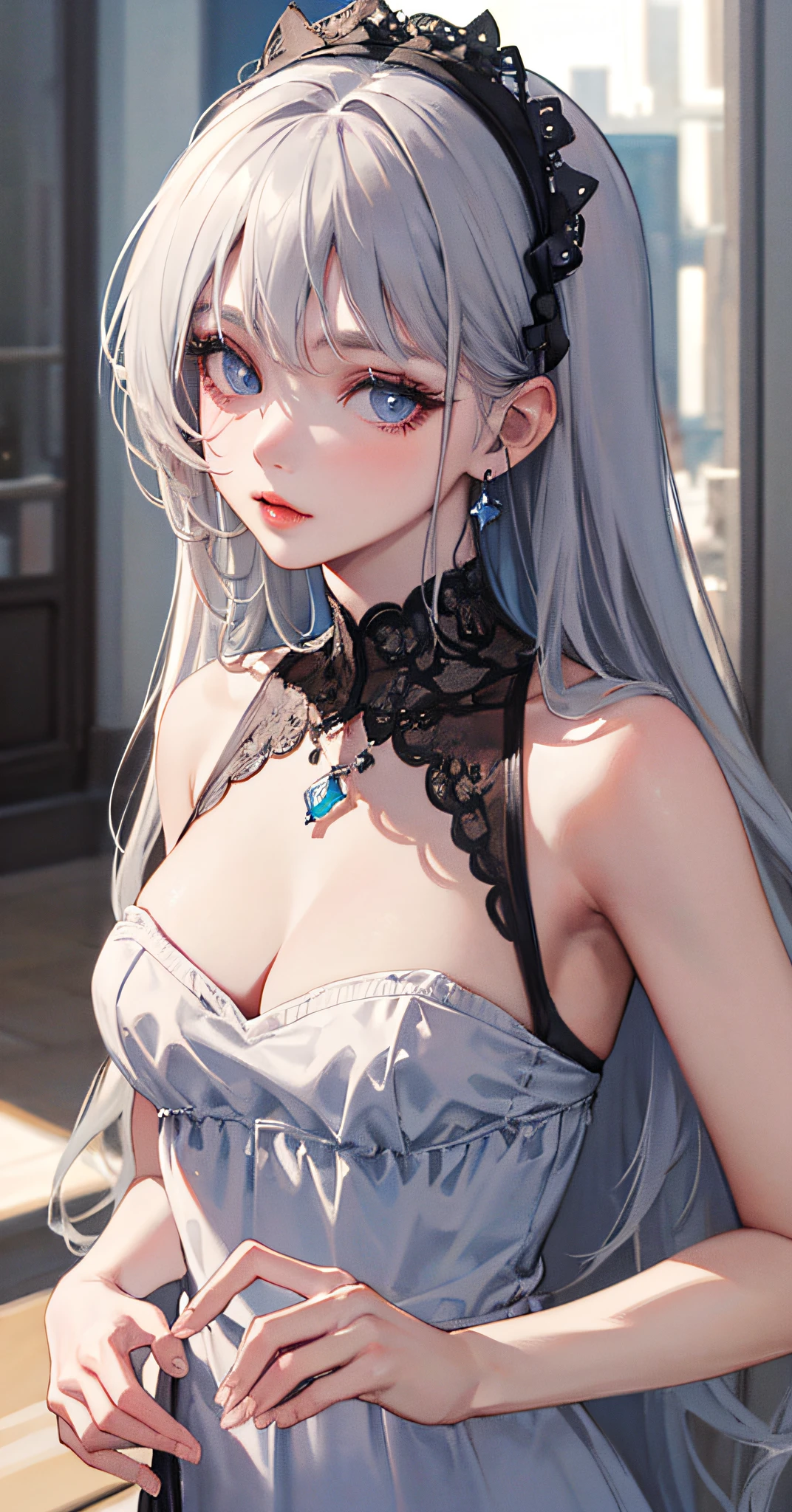 (8k, best quality, masterpiece: 1.2), (realistic, photorealistic photorealistic: 1.37), best quality, masterpiece, unity, an extremely delicate beauty, extremely detailed, medium breasts, fine details, masterpiece, best quality, official art, , incredibly ridiculous, super detailed, high resolution, very detailed, beautiful detailed girl, extremely detailed eyes and face, beautiful detail eyes, light on face, gray hair, kpop idol, ulzzang-6500