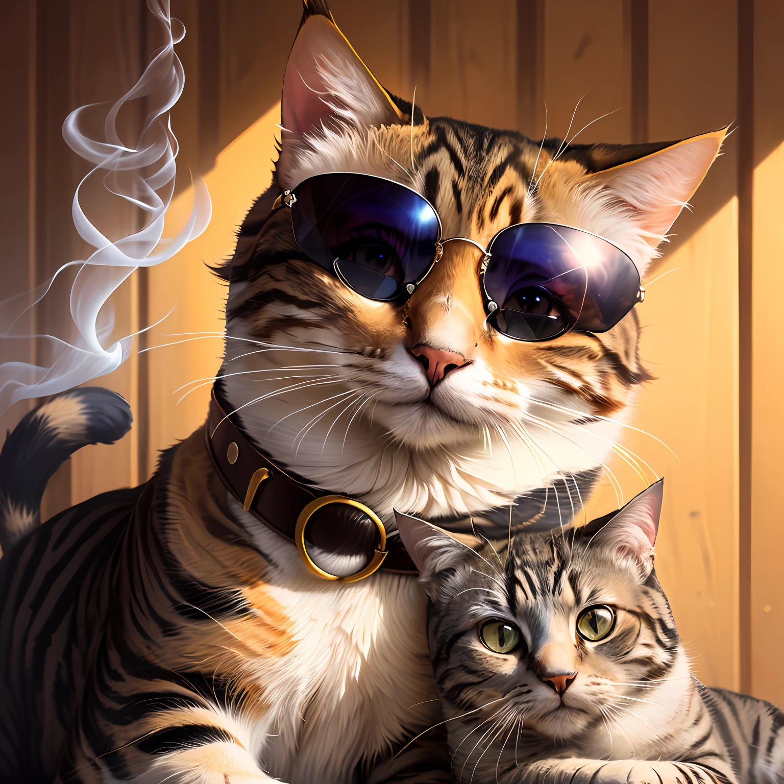 Cat with sunglasses smoking