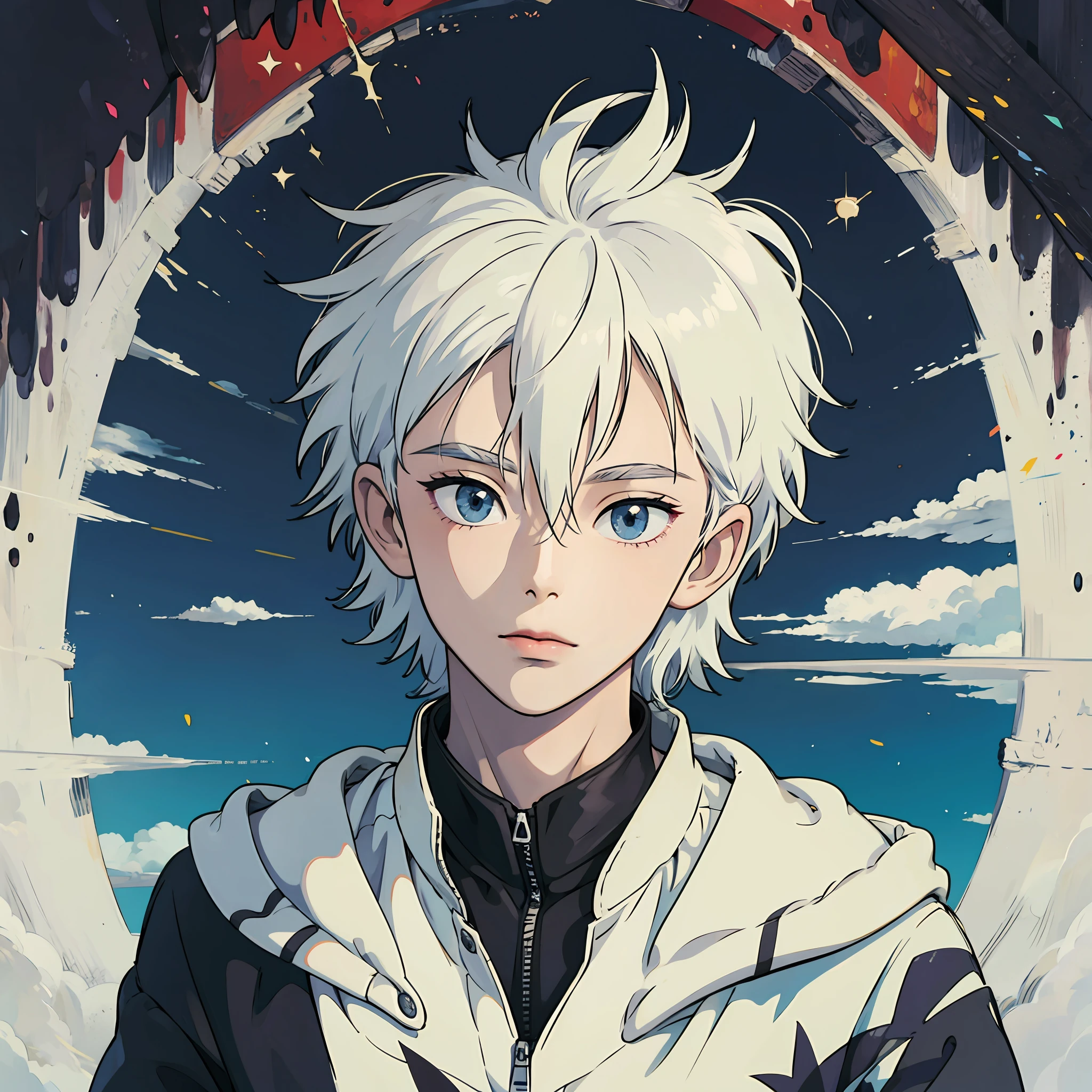 Killua, blue eye, white hair