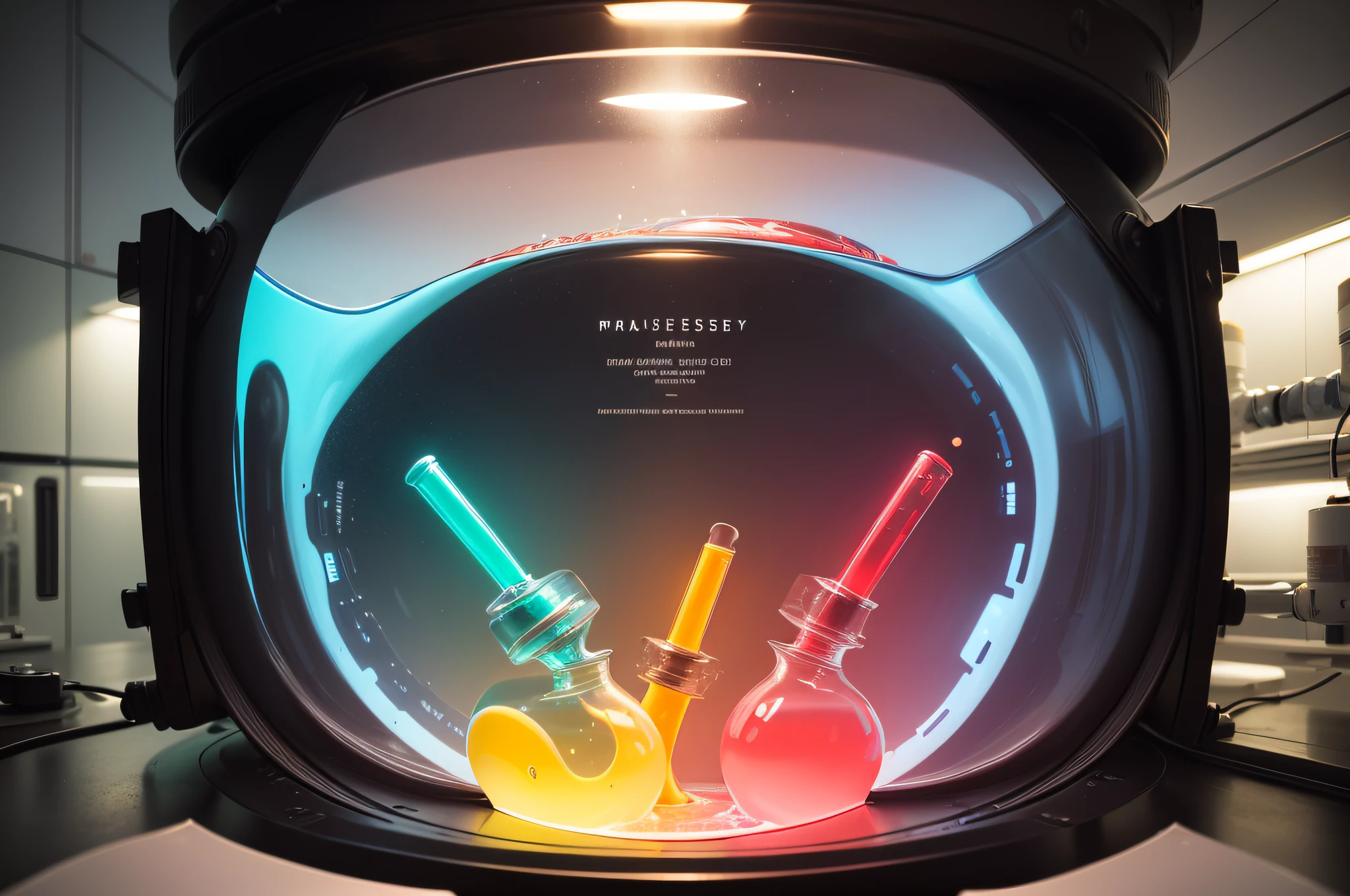 ((photo)), ((best quality)), ((masterpiece)), ((detailed)), a science laboratory with medical equipment and bright white medical lighting, looking down into a round embryo storage freezer with hundreds of glowing neon red vials covered in liquid nitrogen vapor or mist.