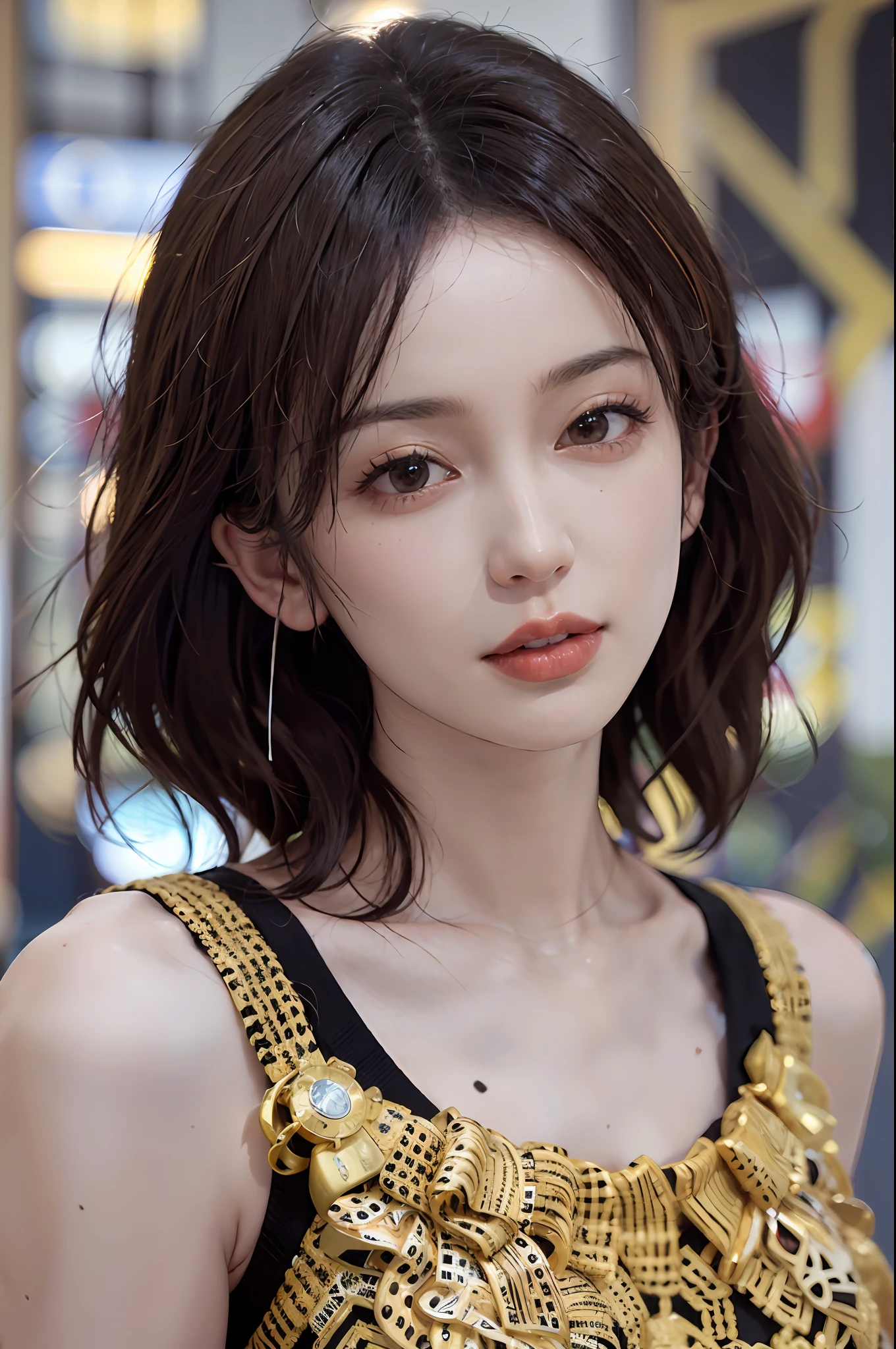 (masterpiece:1.3), (8k, photorealistic, RAW photo, best quality: 1.4), (1girl), beautiful face, (realistic face), (black hair, short hair:1.3), beautiful hairstyle, realistic eyes, beautiful detailed eyes, (realistic skin), beautiful skin, (sweater), Ridiculous, attractive, ultra-high resolution, ultra-realistic, very detailed, golden ratio, blush, closed left eye, tongue sticking out