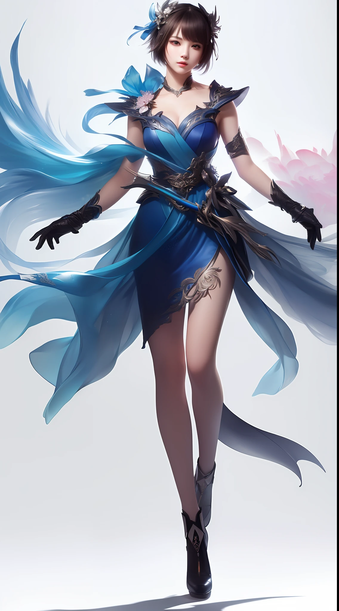 (8k, RAW Photos: 1.2), Best Quality, Illustration, Beautiful Painting, 1 Woman, Beautiful Face, Delicate Skin, Gorgeous Bun, Hair Accessories, Hanfu, Full Body, High Detail, Accent, Color Ink Painting, Splash Color, ((((colorful))), lycoris, sketch, denoising, ink splash, dramatic, cinematic, particle effects, fairy style, white background, super high resolution, best shadow, RAW, (HDR) (wallpaper) (cinematic lighting) (sharp focus), masterpiece, (Very detailed CG unified 8k wallpaper)