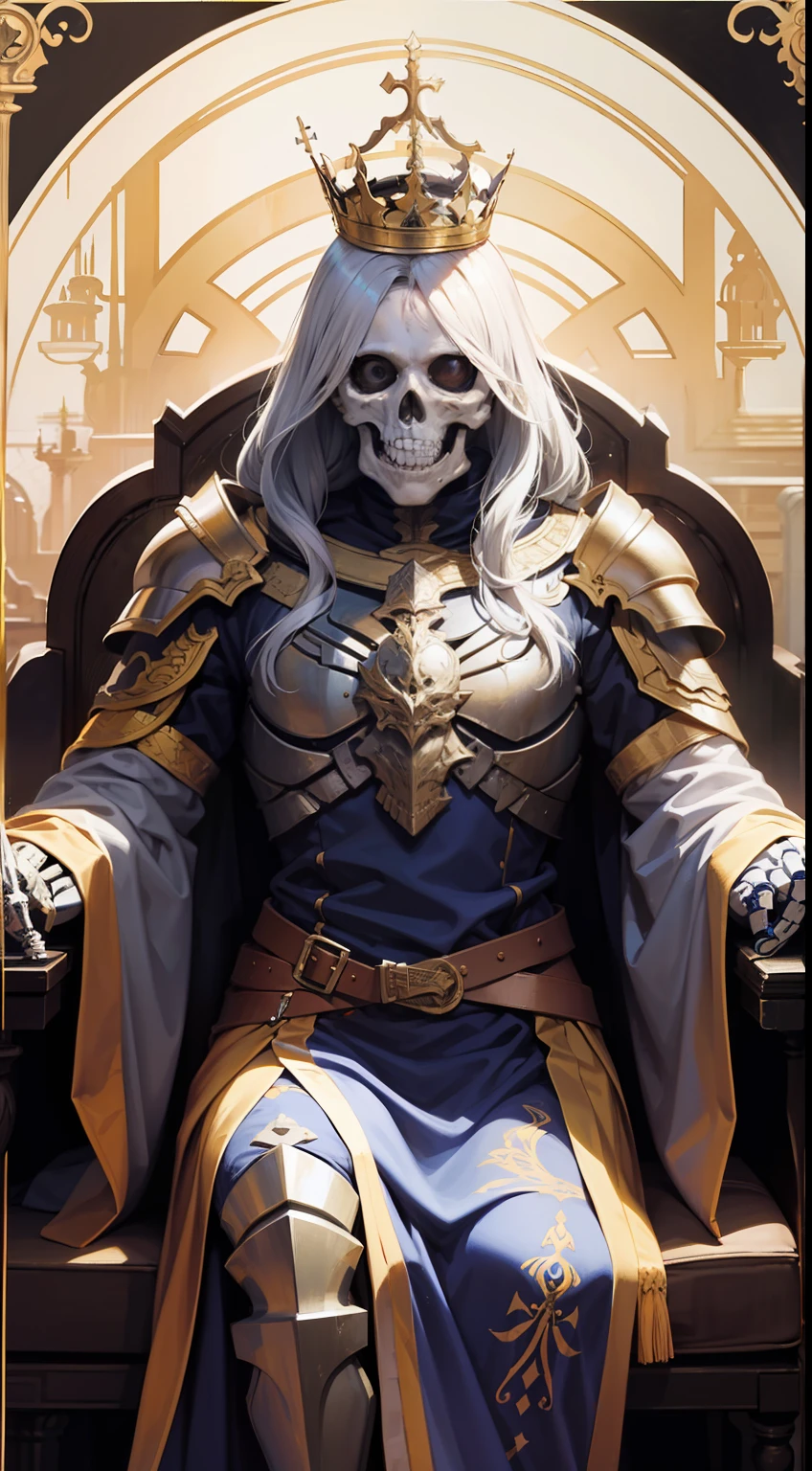 BoneyardAI,skeleton,Fire control, armor,throne, crown,, masterpiece,Photo,best quality,