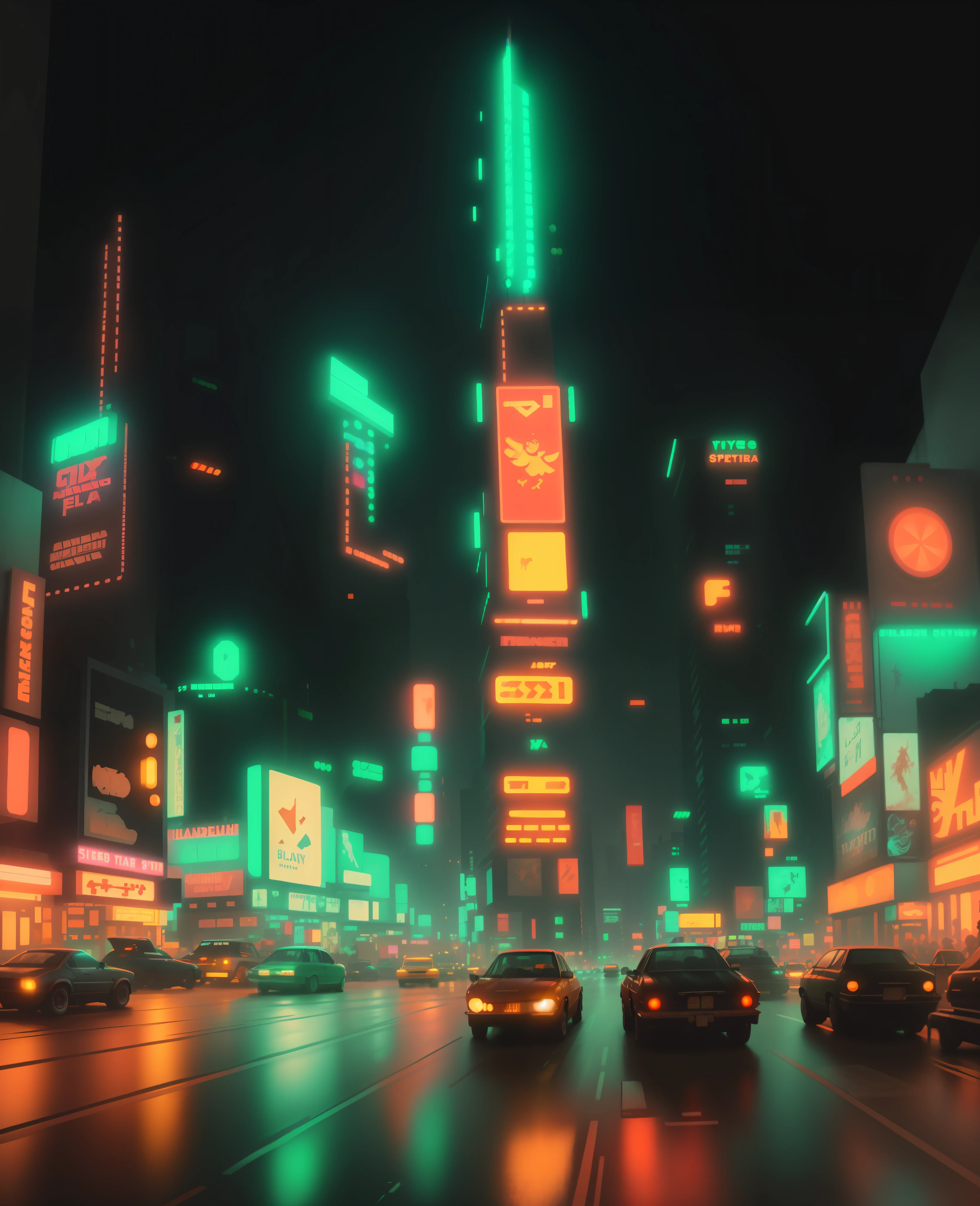 cars driving down a city street at night with neon lights, cinematic neon matte painting, 4 k resolution blade runner, blade runner vibes, sci - fi scene future new york, in bladerunner city, vfx powers at night in the city, like a scene from blade runner, futuristic cyberpunk tokyo night, bladerunner street, futuristic city street, neon city