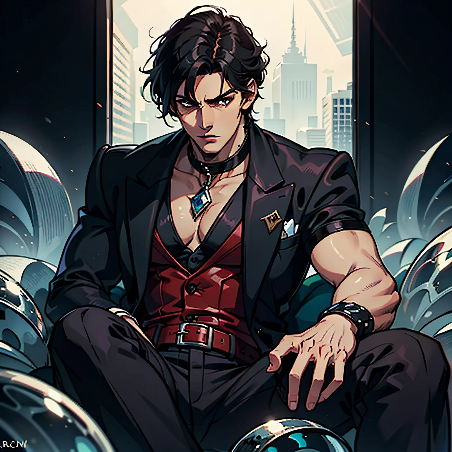 Black-haired youth, rich and handsome, villain