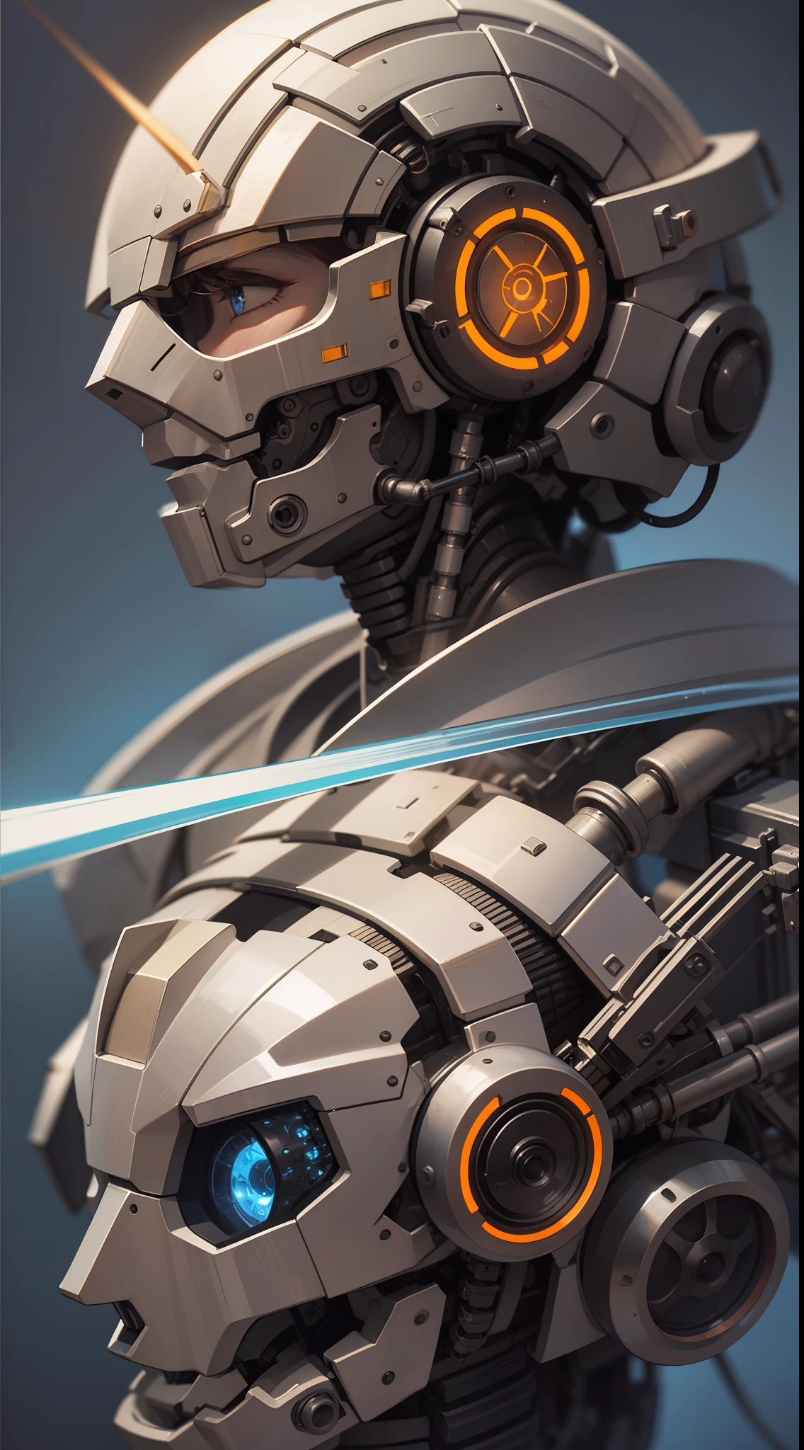 science fiction, soldier man, gray and orange tone, masterpiece, best quality, cowboy shot, (transformers:0.5),
mechanization,(samurai),mechanical body,cool, creature design, cyborg, biomechanical, cyborg,
intricate abstract body intricate artwork,
(highly detailed), ultra-detailed, high resolution, extremely detailed CG, unity 8k wallpaper, caustics, textile shading, super detailed skin, perfect anatomy,detailed,
Simple background