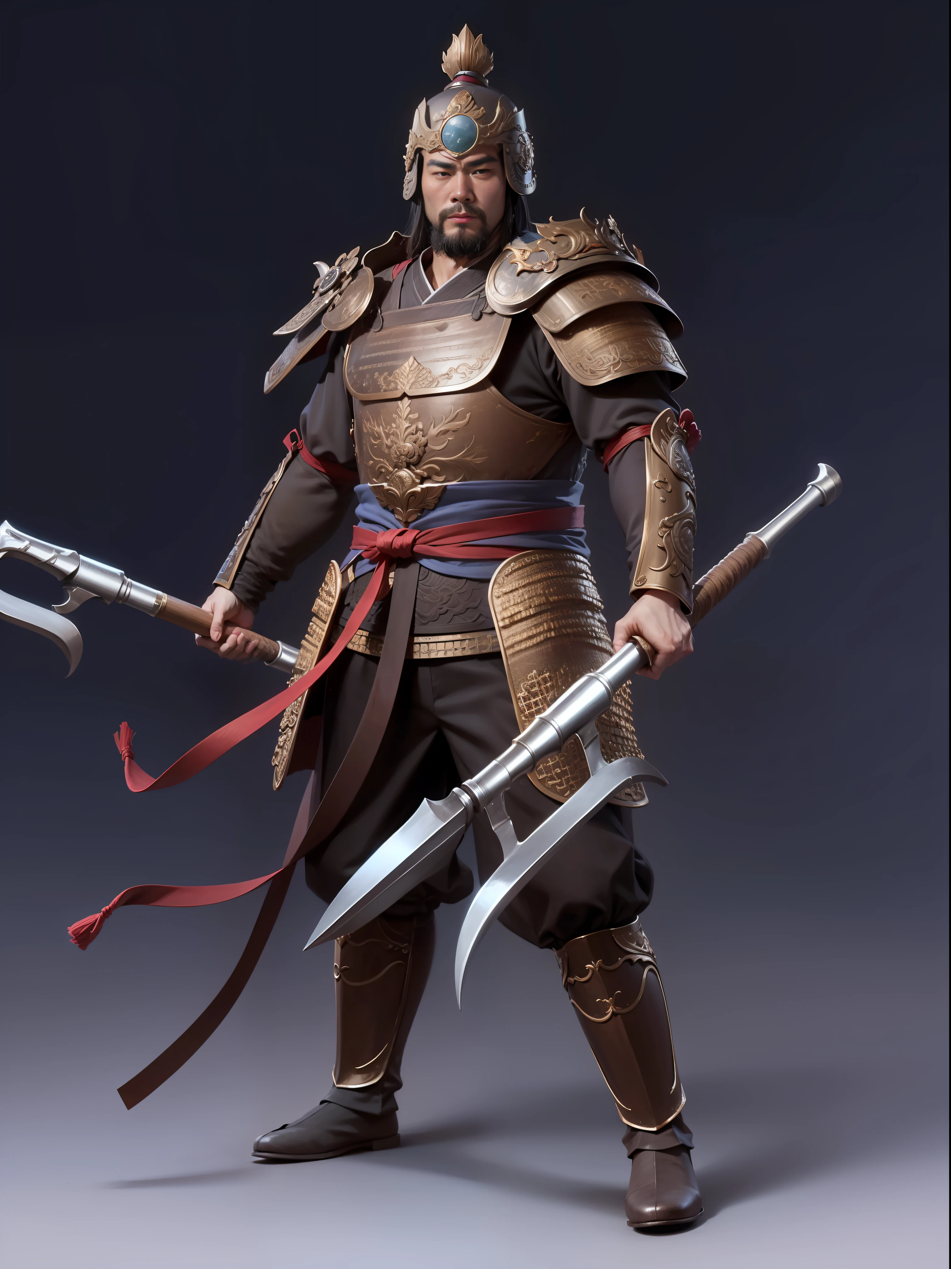 Masterpiece, highest quality, highest resolution, image of Dian Wei in the Romance of the Three Kingdoms, holding two large halberds --auto