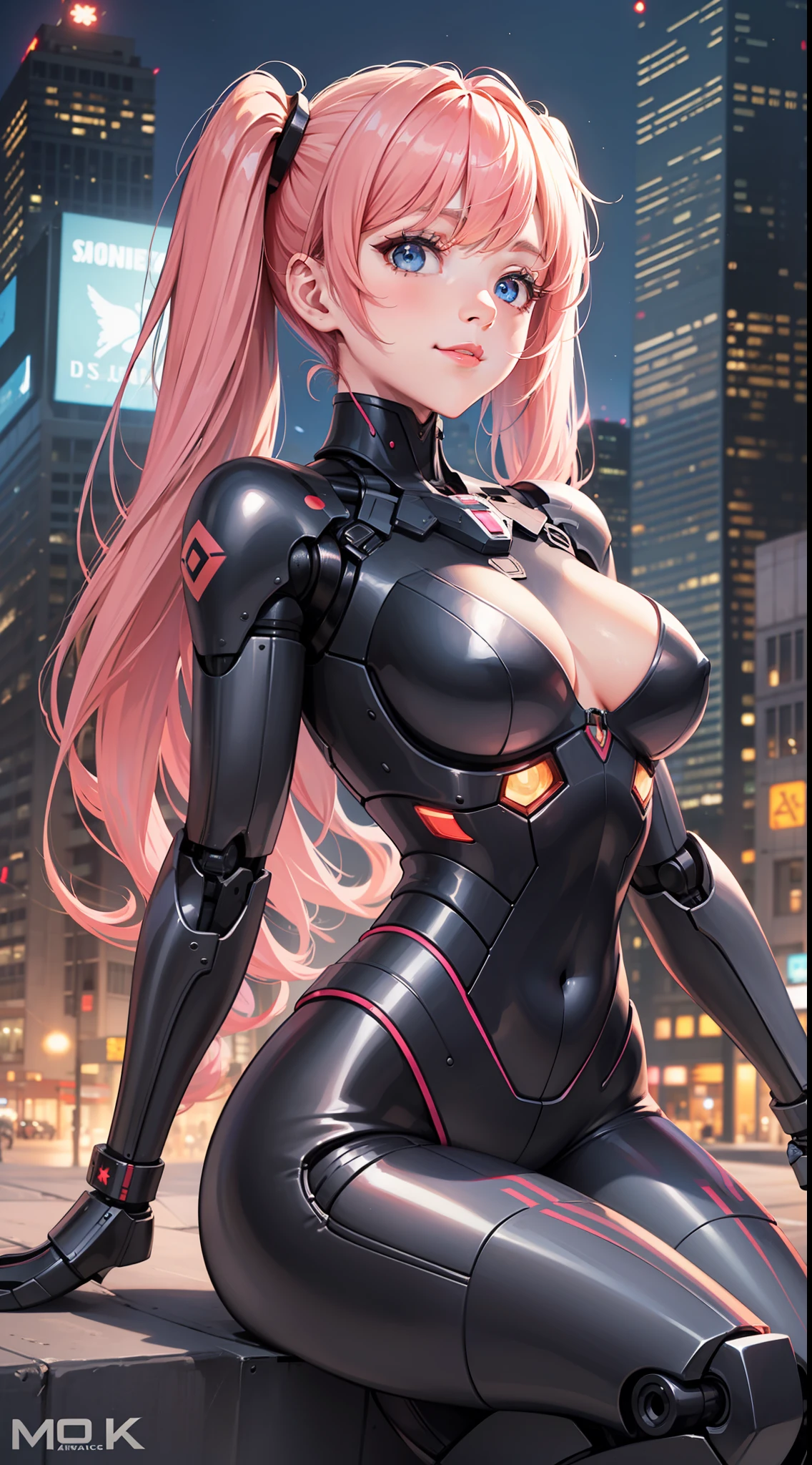 (original) , (very detailed wallpaper) , very detailed illustrations, (1 Girl) , beautiful eyes, (delicate face) , perfect detail,(long hair:1.3),(sitting:1.4), (twintails:1.2), red eyes, pink hair, smile ,pink lips, bright blue eyes, closed mouth,
((mechanical parts)), mechanical spine, mechanization, future, wide hips, laboratory, ((mecha)), stylish energy \(module\), repairing, (giantess1.4), The surrounding scene looks small,The main character gets bigger,( and the surrounding scenes get smaller to make the main character bigger1.),(The scene gets smaller1.2), outdoors, cyberpunk, city lights, night sky, neon lamp, Light Enhancement ,orange theme
(best lighting) , (super complex detail) , 4K Unity, (super detailed CG: 1.2) , (8K: 1.2) ,
, (bondage,:1.4) ,