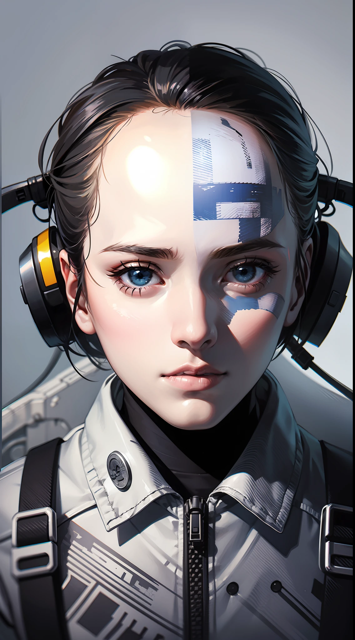 call of duty, ghost character, head only, badass, high-quality, glitch