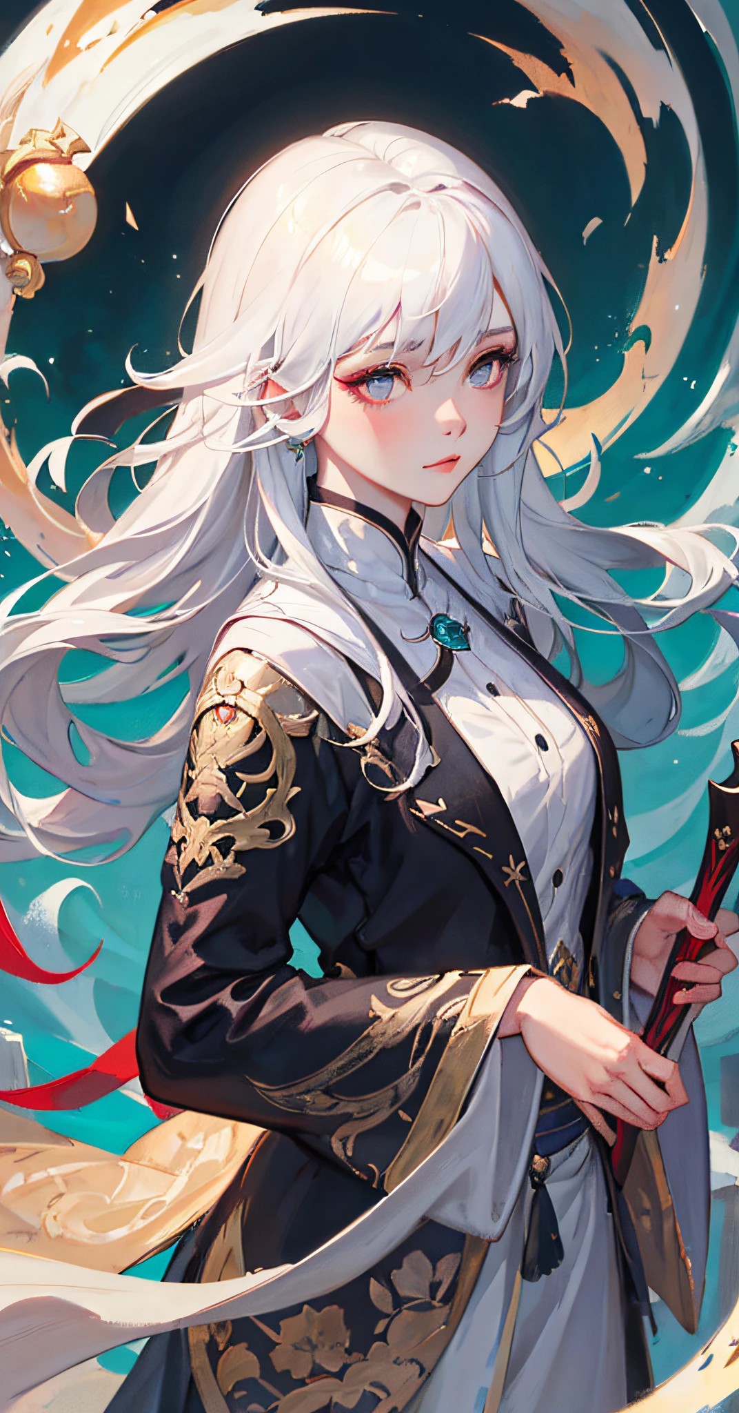 a close up of a woman with white hair and a white mask, beautiful character painting, guweiz, artwork in the style of guweiz, white haired deity, by Yang J, epic exquisite character art, stunning character art, by Fan Qi, by Wuzhun Shifan, guweiz on pixiv artstation